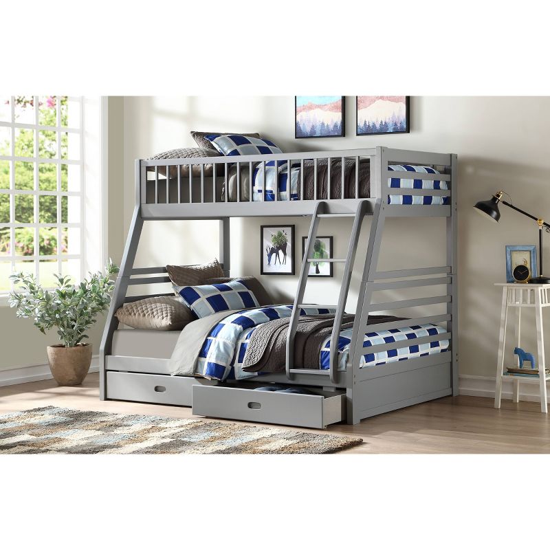 Twin/Full Jason Bunk Bed with 2 Drawers Gray - Acme Furniture