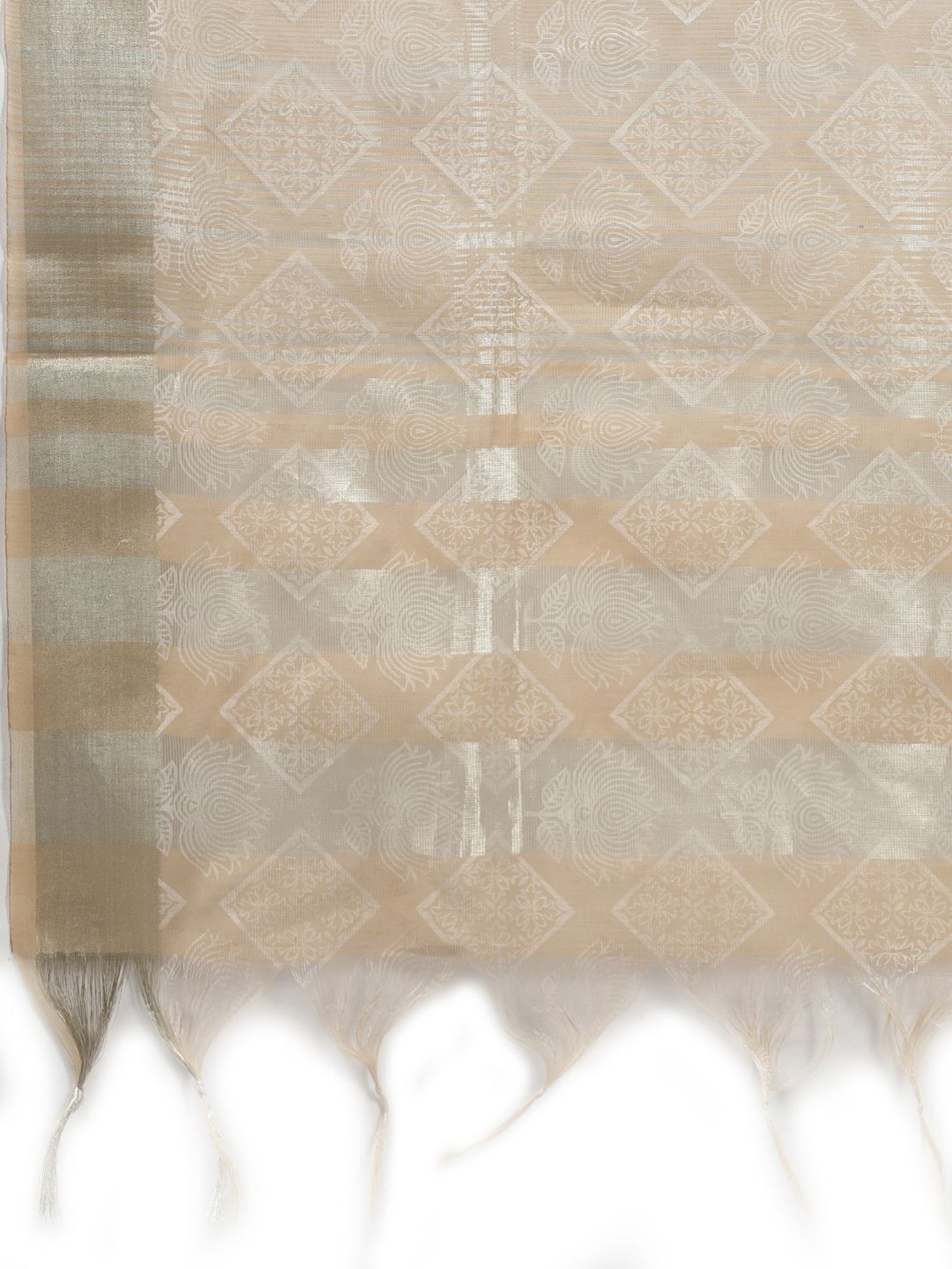 Indo Era Beige & Grey Printed Dupatta