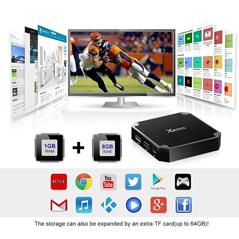 TV Box Media Player, X96 Mini 9.0 TV Box 1GB RAM 8GB ROM, Support 2.4G WiFi 100M Ethernet 3D/4K HD HDR H.265 Box