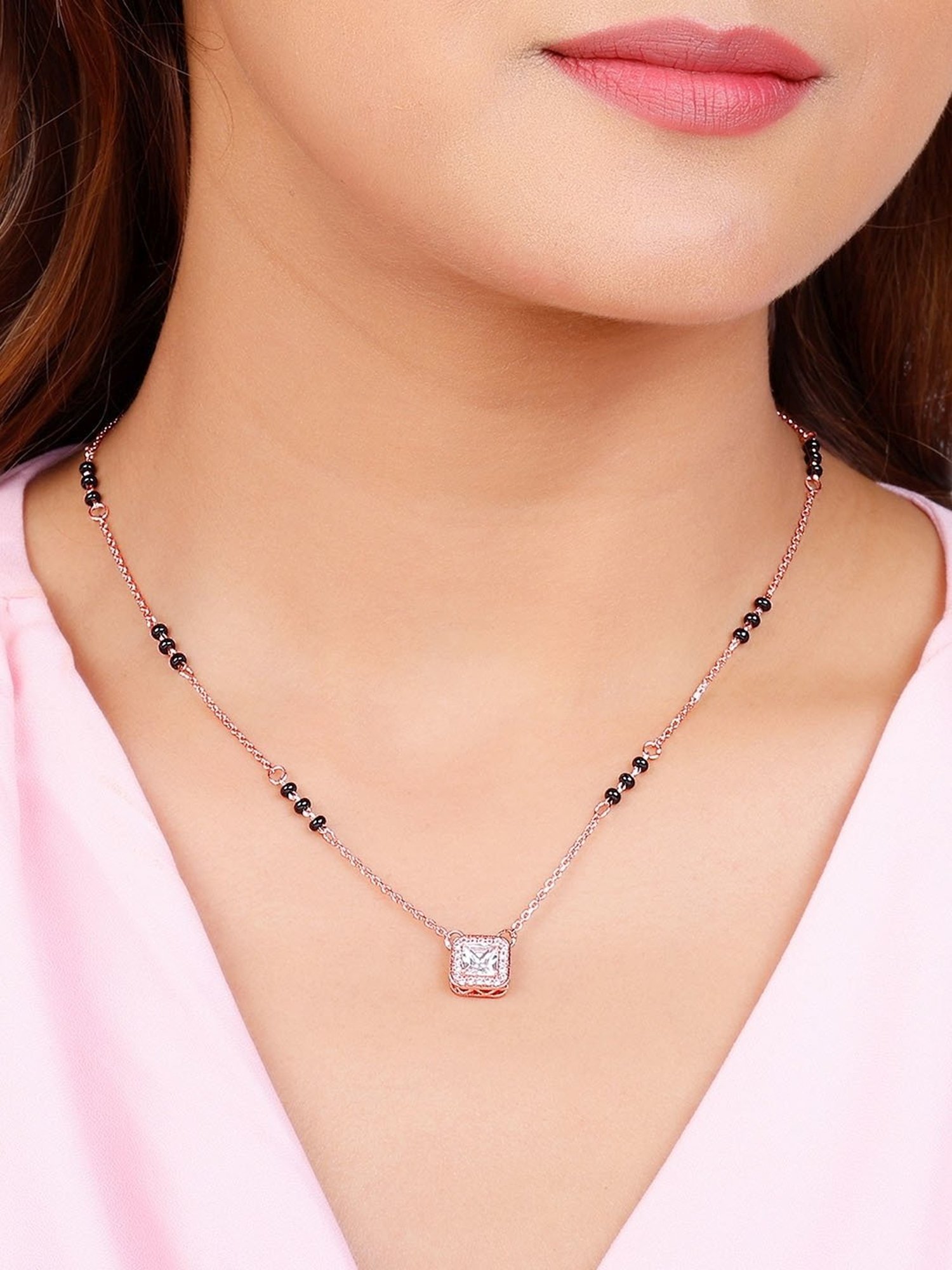 GIVA Love All Around 92.5 Sterling Silver Love Square Mangalsutra
