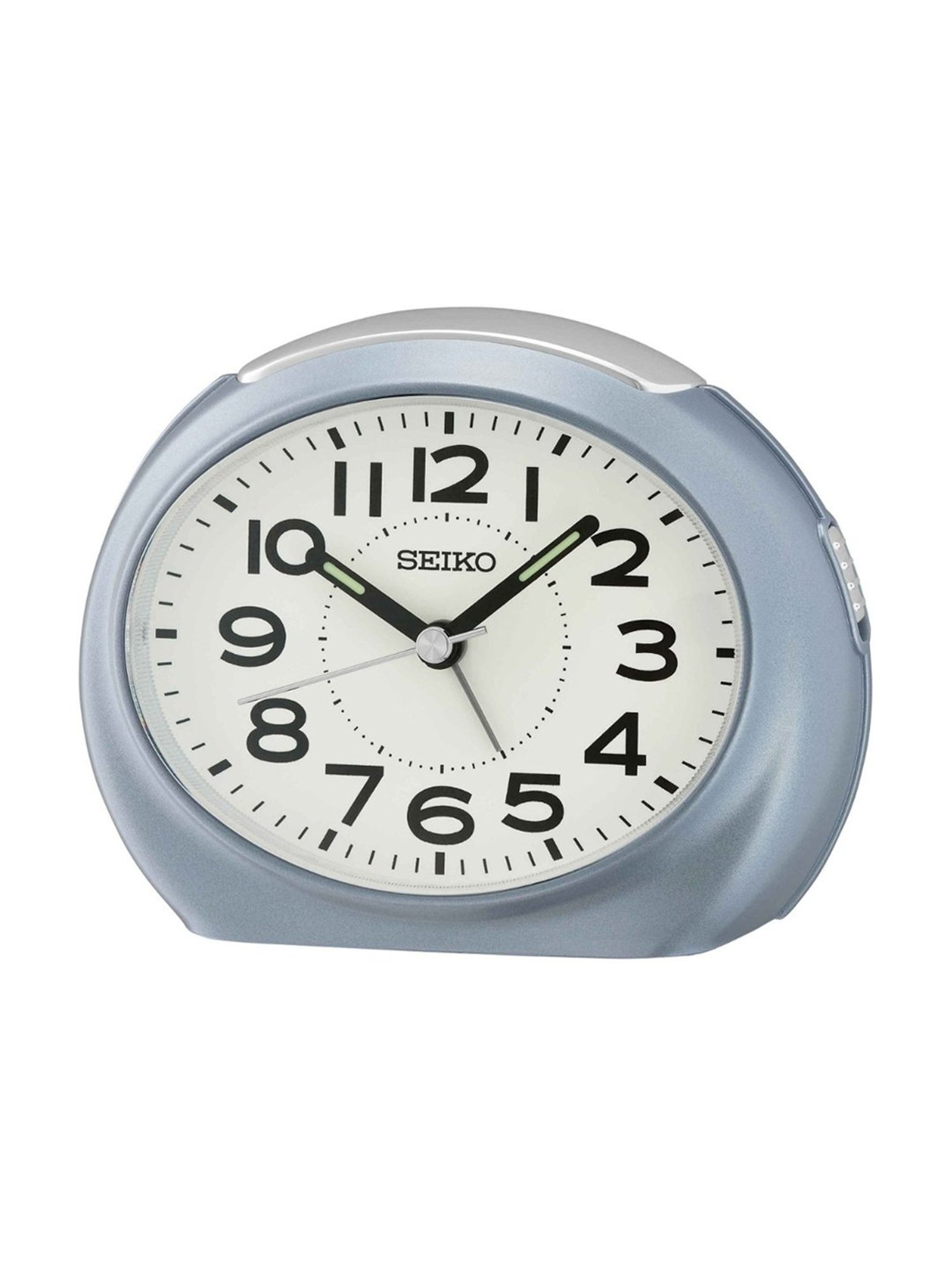 SEIKO elegant white & blue plastic table clock