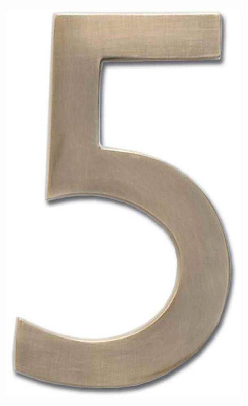 Architectural Mailboxes 3585AB-5 Solid Cast Brass 5 in. Antique Brass Floating House Number 5