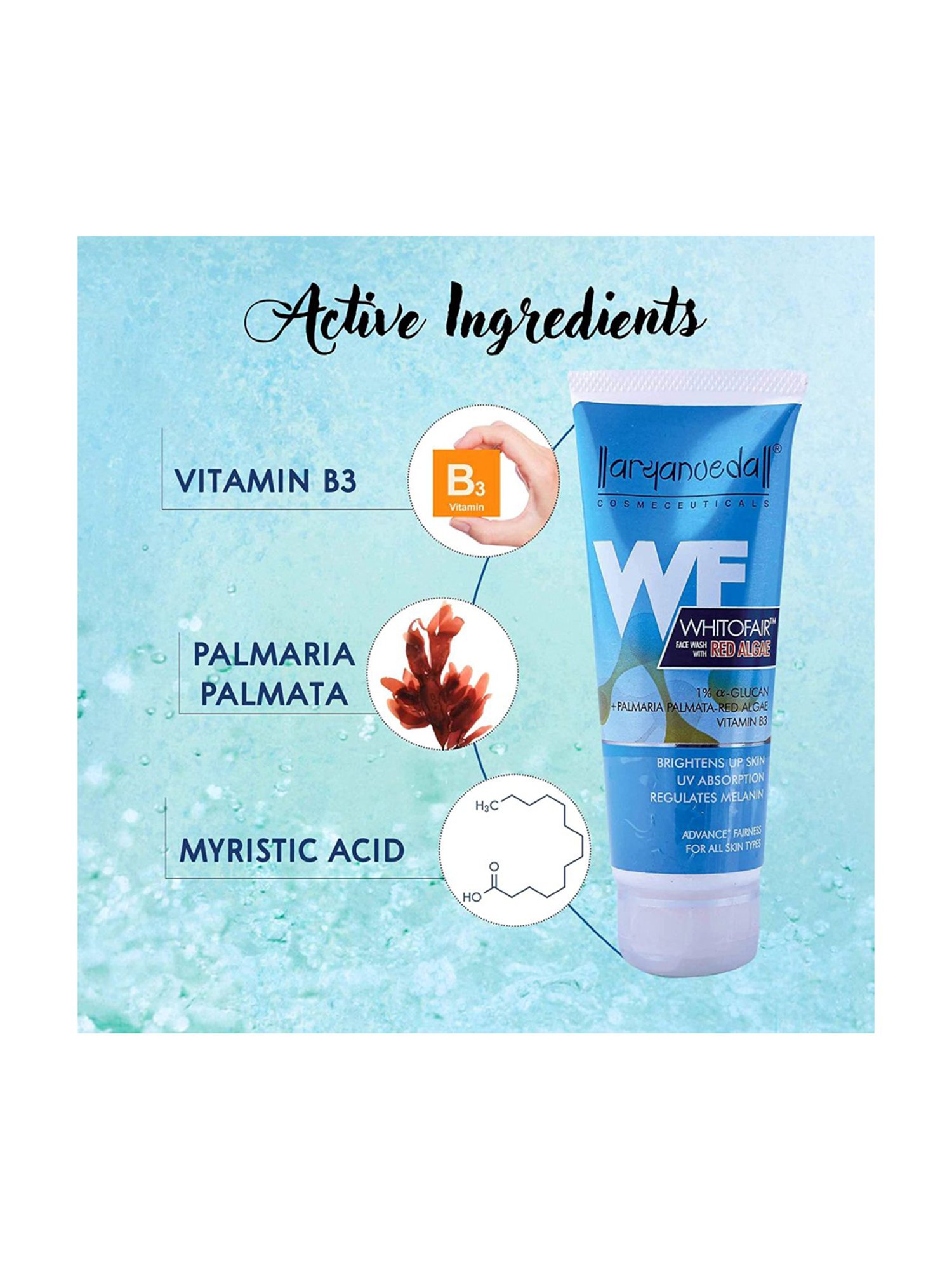 Aryanveda Brightens Up Skin UV Absorption Regulates Melanin Whitofair Face Wash - 60 ml