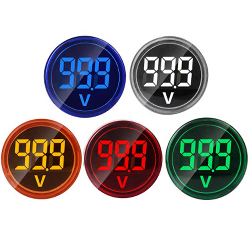 5pcs Red ST16VD 22mm Hole Size 6-100 VDC Digital Voltmeter Round Voltage Detector Tester LED Voltage Indicator Signal Light Monitor