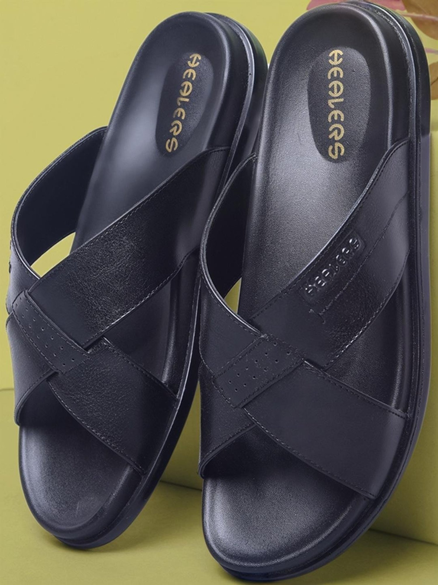 Healers by Liberty Men's Black Cross Strap Sandals