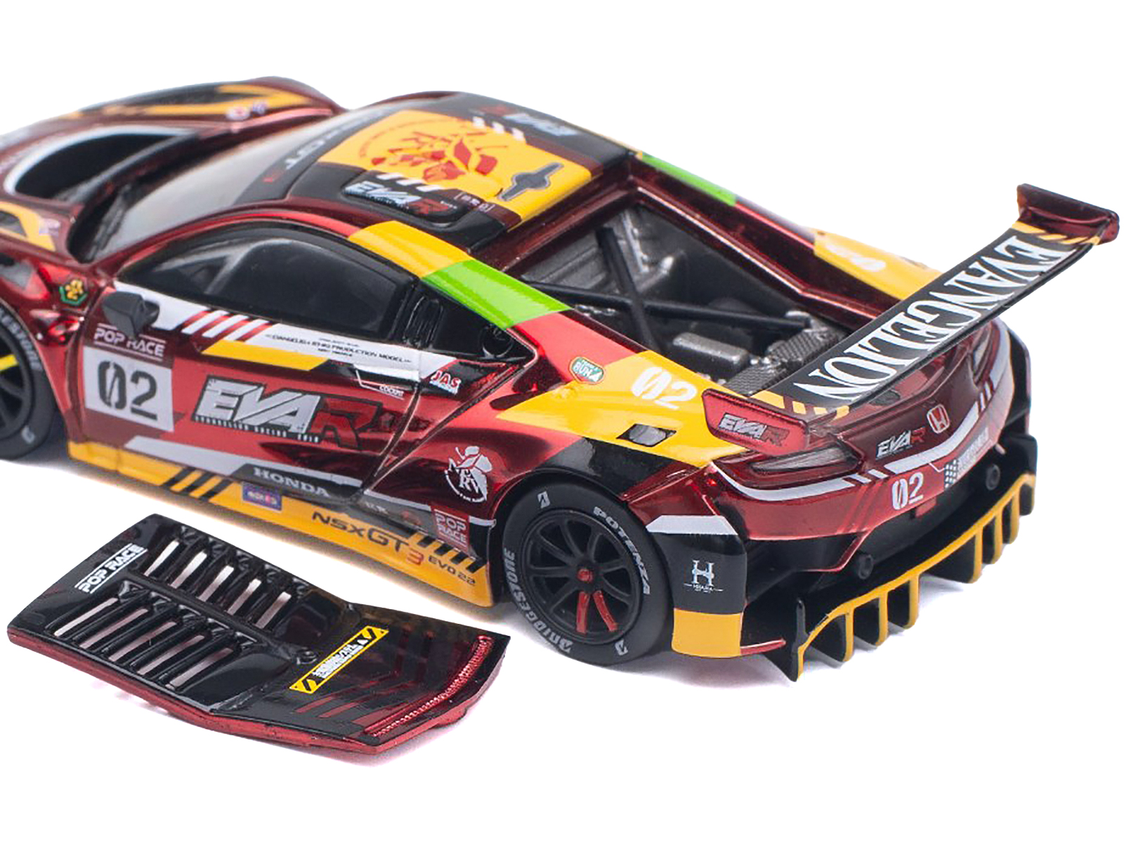 Honda NSX GT3 EVO22 #02 Red Metallic "EVA RT Production Model-02" 1/64 Diecast Model Car by Pop Race