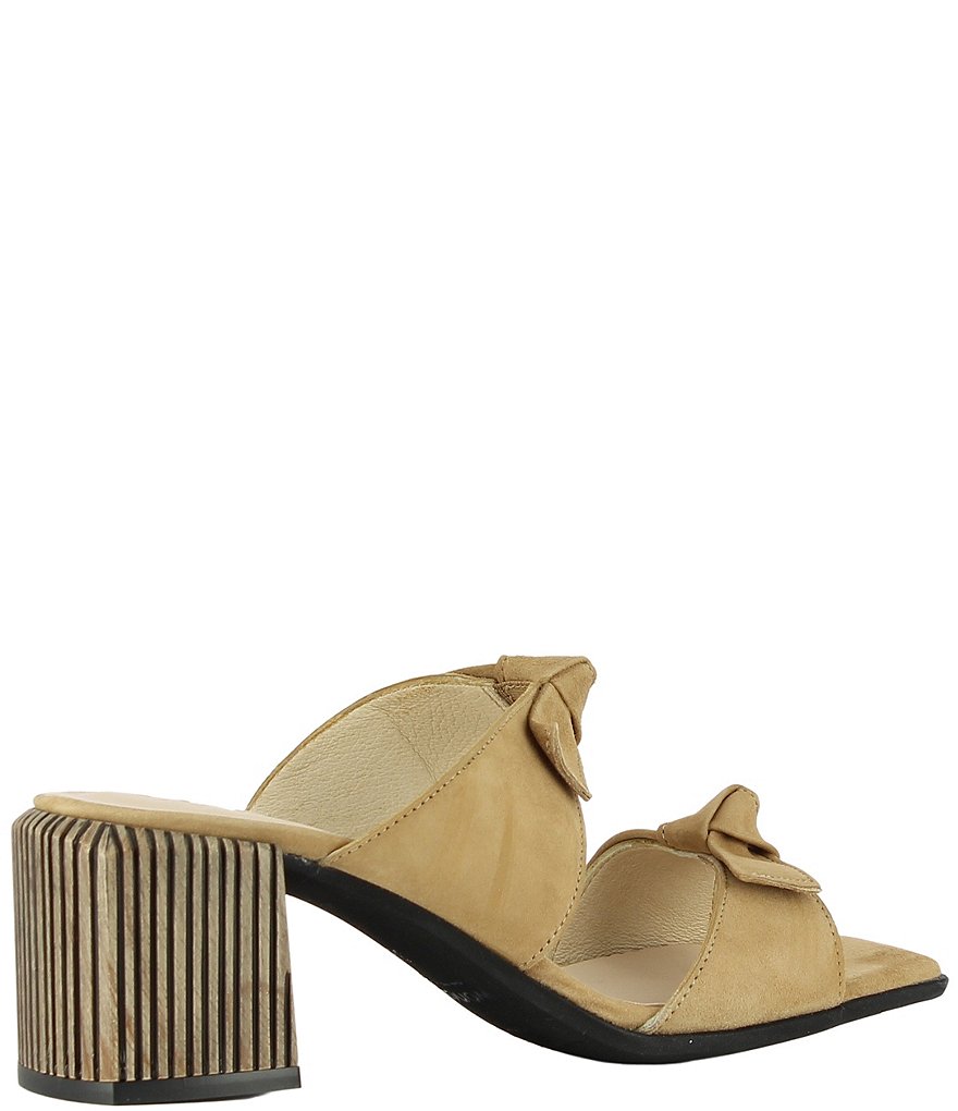 Wonders Mone Suede Bow Knot Block Heel Slide Sandals
