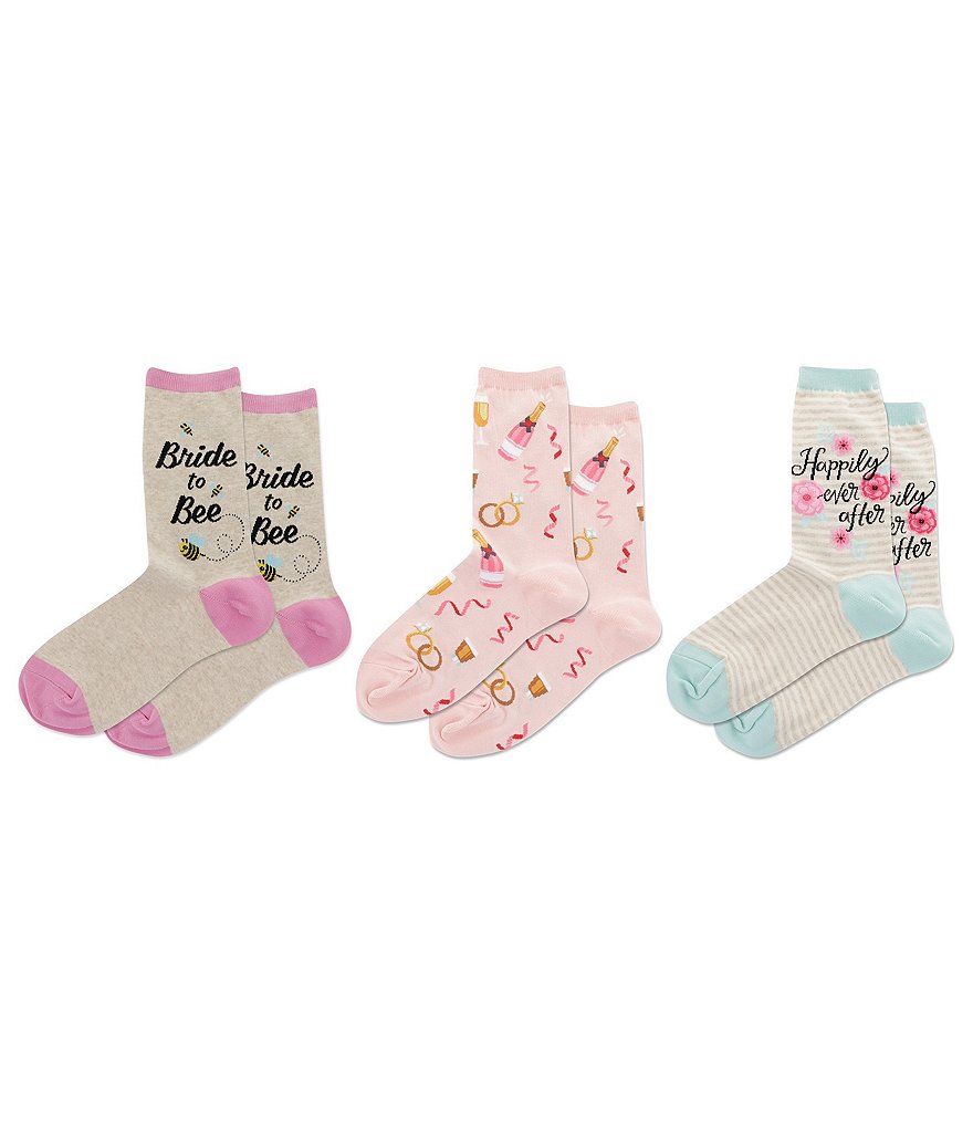 Hot Sox Women's Bridal Crew Socks, 3 Pack
