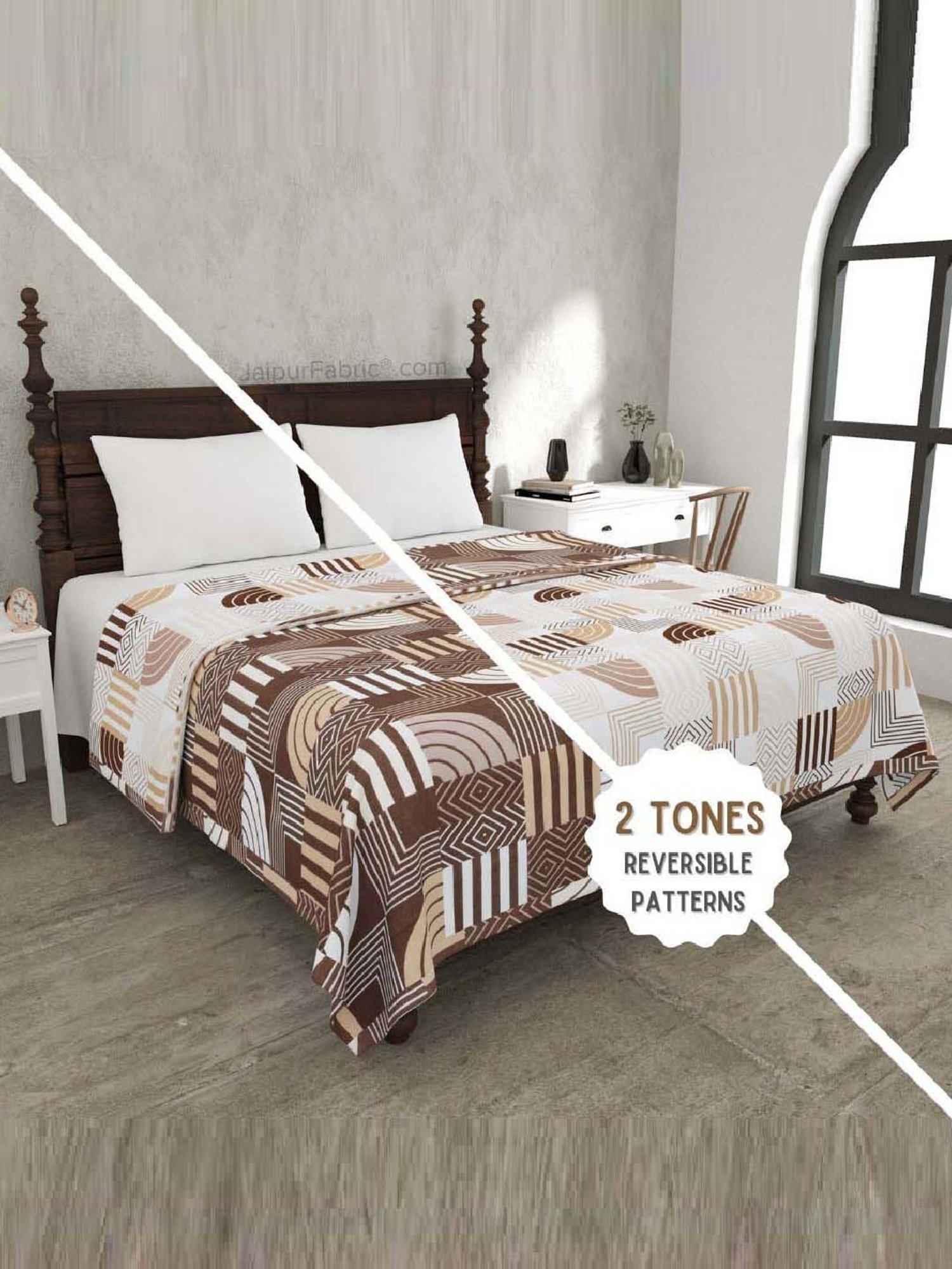 JaipurFabric Coffee Mulmul Cotton 150 GSM Reversible Ac Dohar