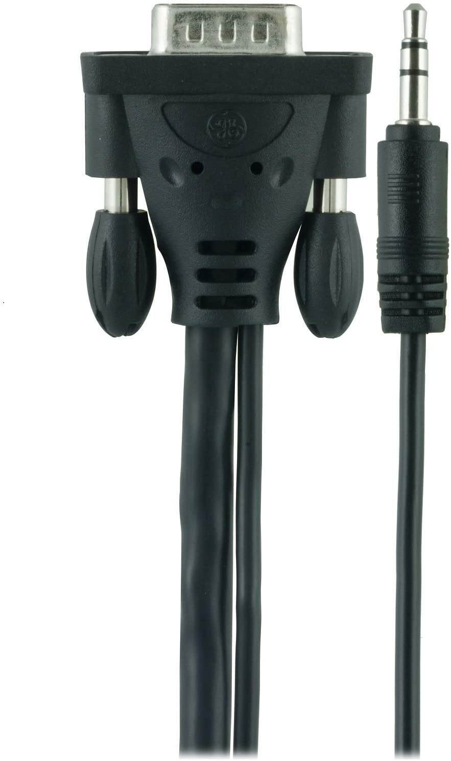 cables direct online 15ft svga + audio monitor cable, male to male 1080p super vga display cord for pc projector laptop tv