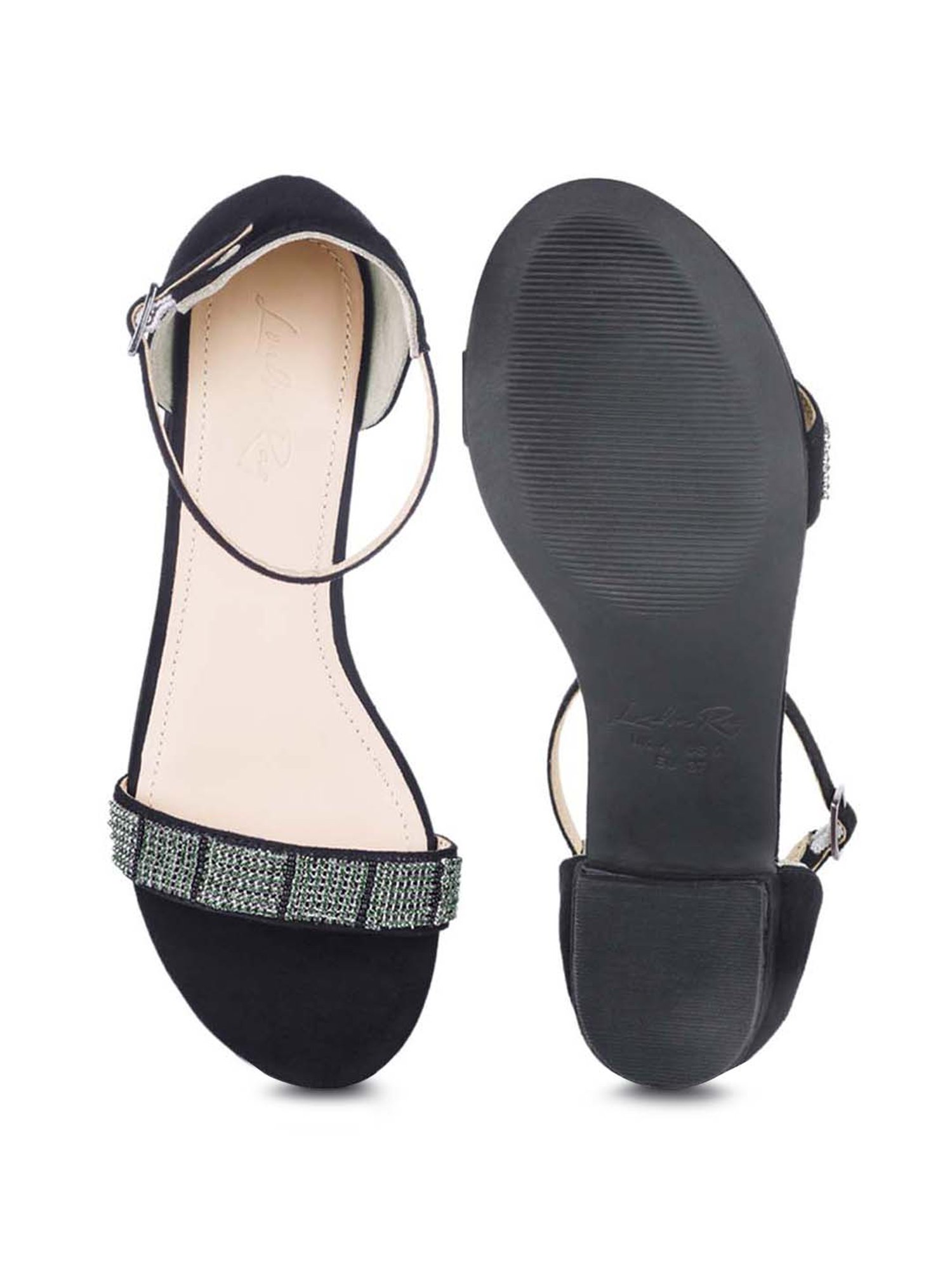 London Rag Women's Black Ankle Strap Sandals