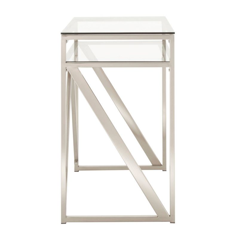 Severin Glass Top Brushed Nickel Sofa and Table Silver - Inspire Q