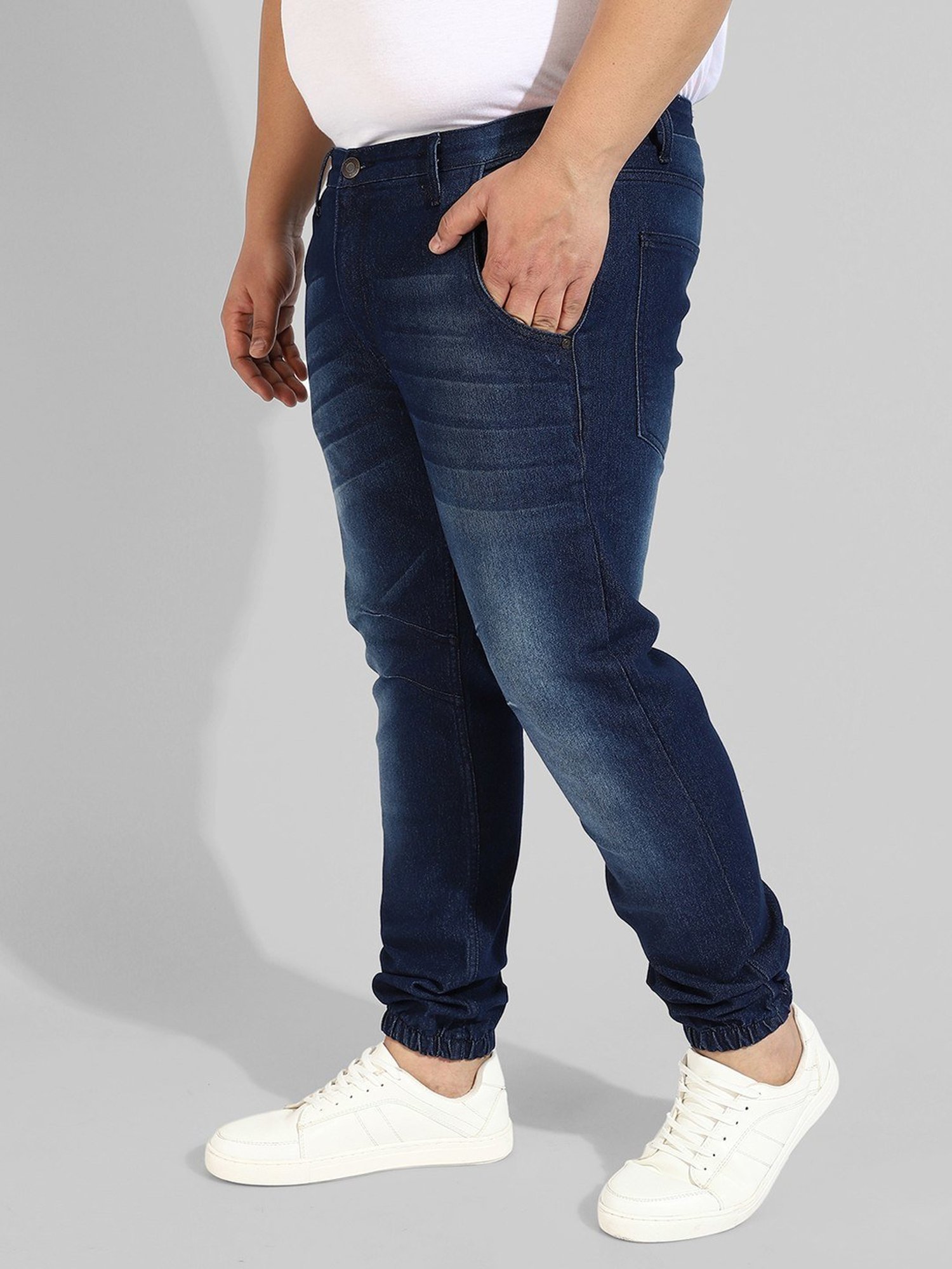 Instafab Plus Blue Regular fit Plus Size Jogger Jeans