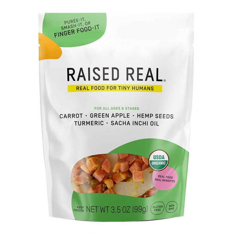Raised Real Organic Carrot + Apple Frozen Baby and Toddler Food - 3.5oz