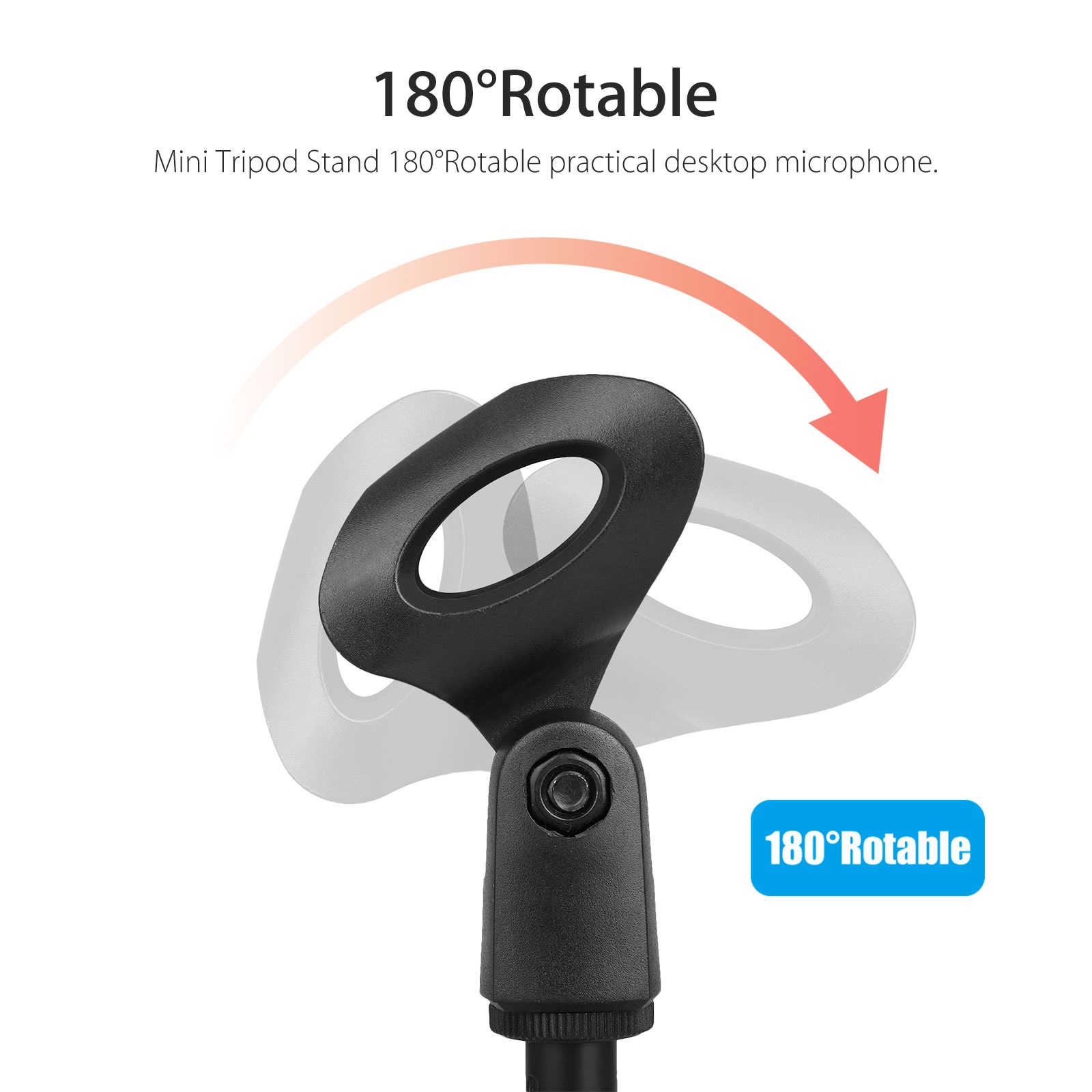 Universal Adjustable Desk Microphone Stand Portable Foldable Tripod MIC Tabletop Stand with Small Plastic Microphone Clip