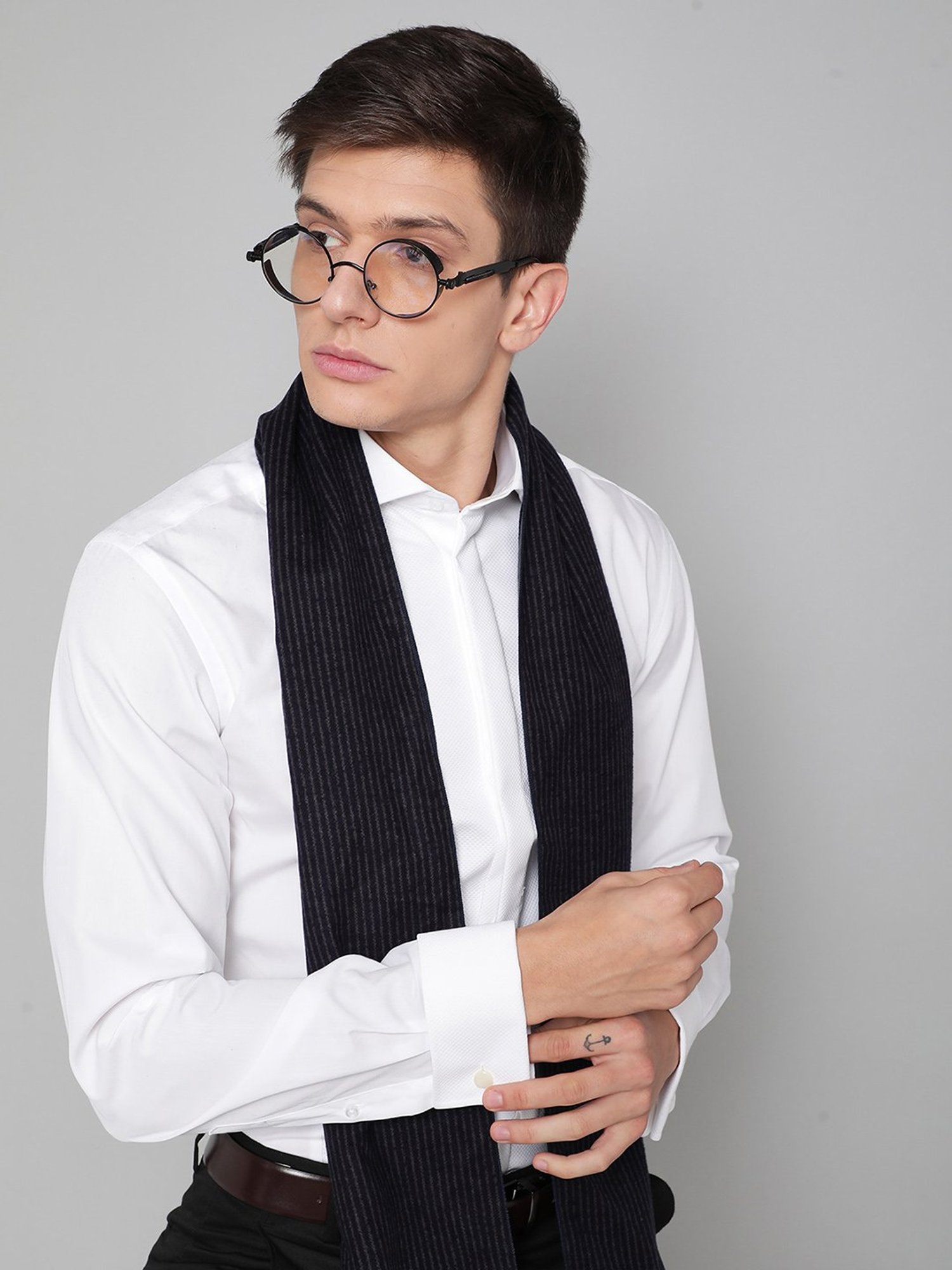 Bruun & Stengade Navy Blue Striped Scarve