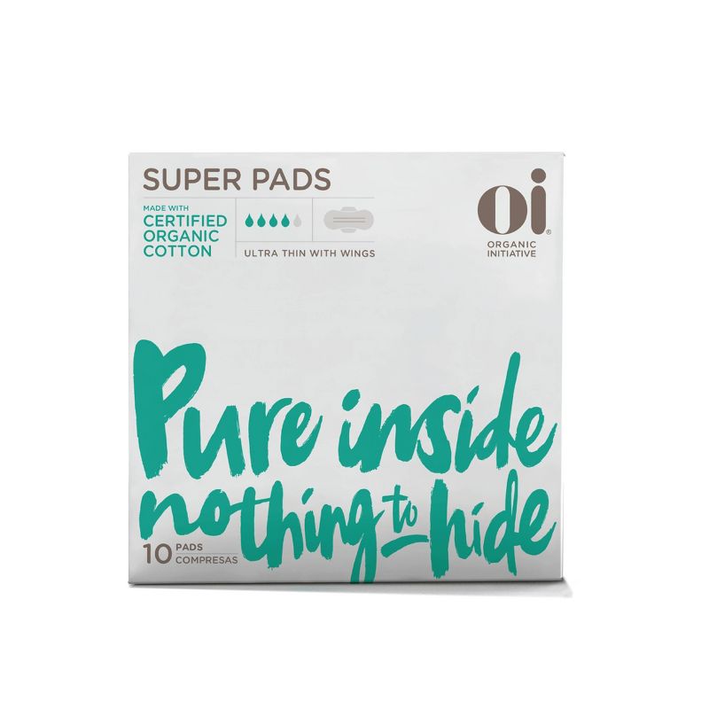 Organic Initiative Oi Organic Cotton Ultra Thin Pads with Wings (Super) - 2pk
