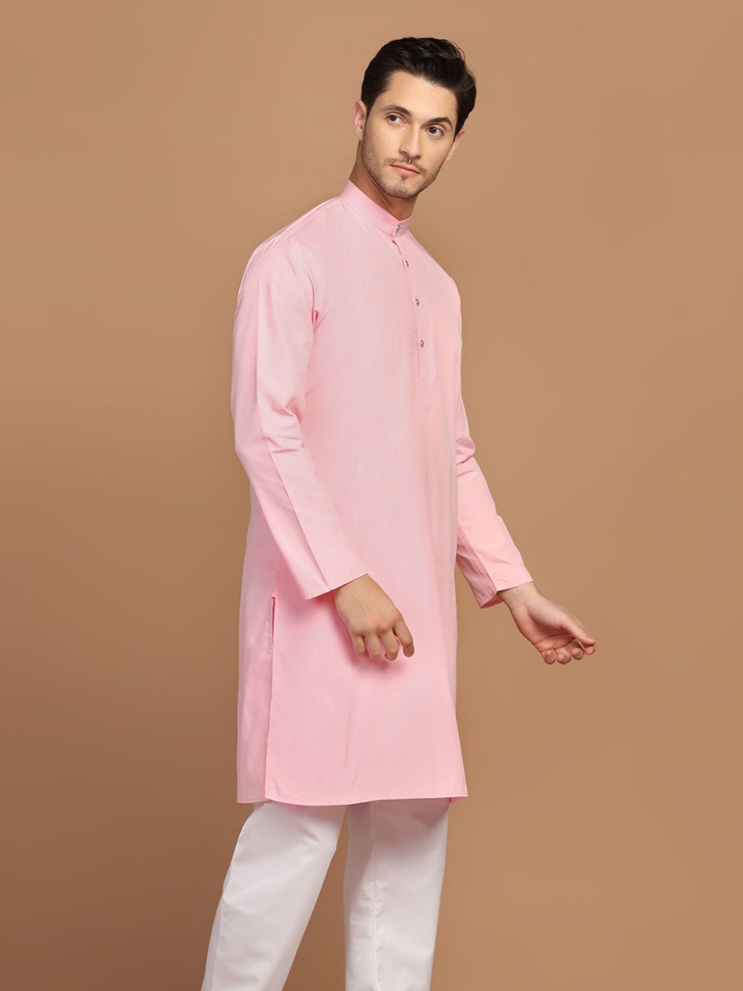 Manthan Fawn & White Regular Fit Kurta