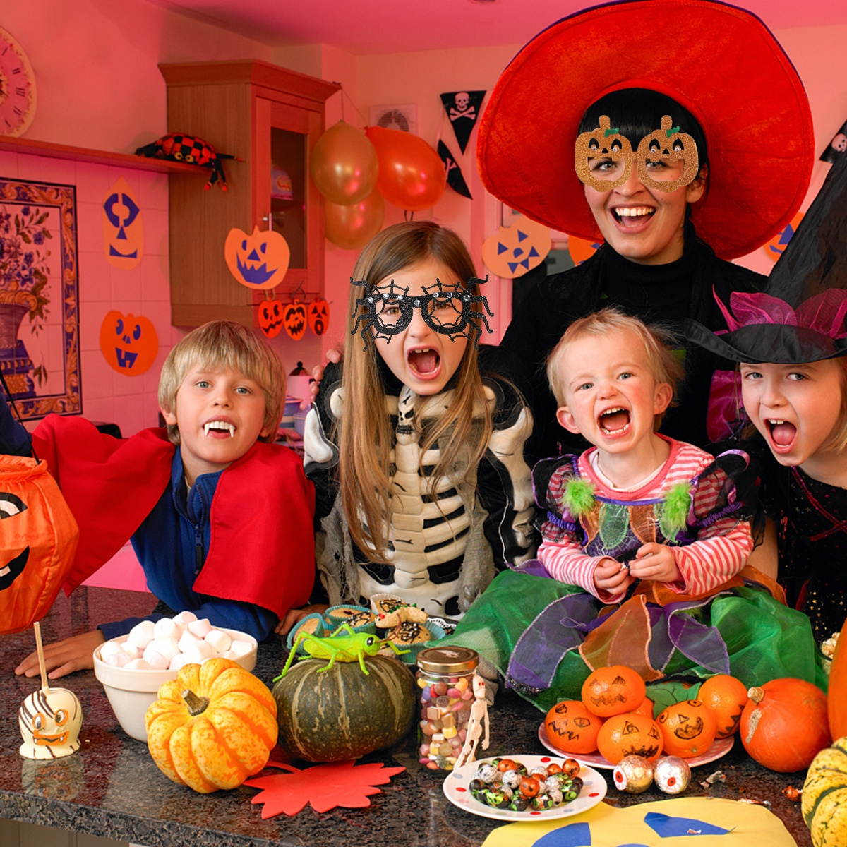 3pcs Halloween Glasses Spider Pumpkin Ghost Glasses for Party (Assorted Color)