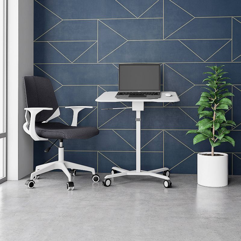 Sit To Stand Mobile Laptop Computer Stand with Height Adjustable White - Techni Mobili