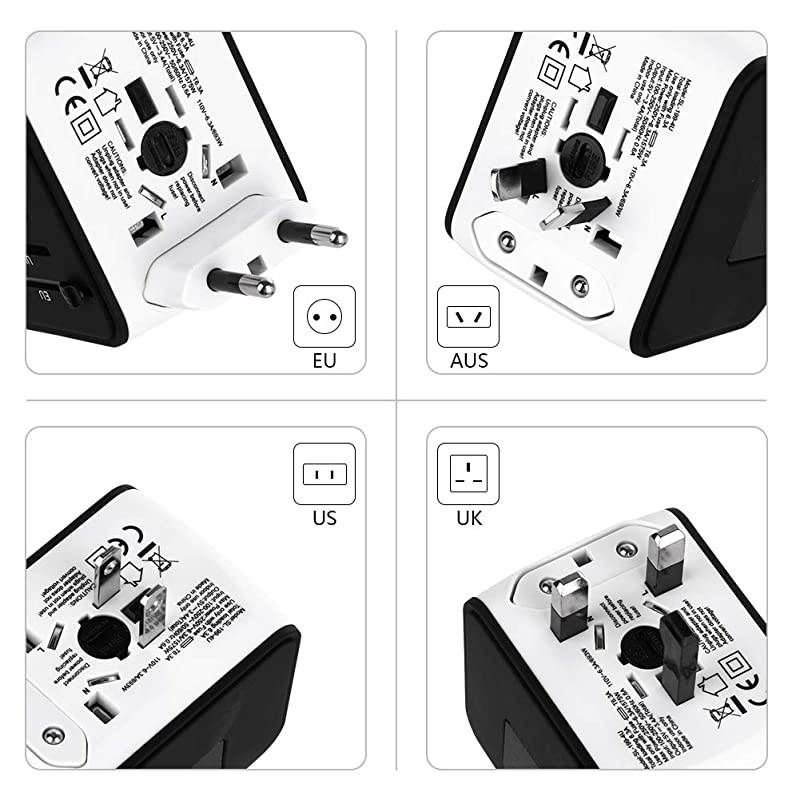 Travel Adapter Universal Power Adapter Worldwide All in One 4 USB with Electrical Plug Perfect for European US, EU, UK, AU 160 Countries (White) &iexcl;&shy;