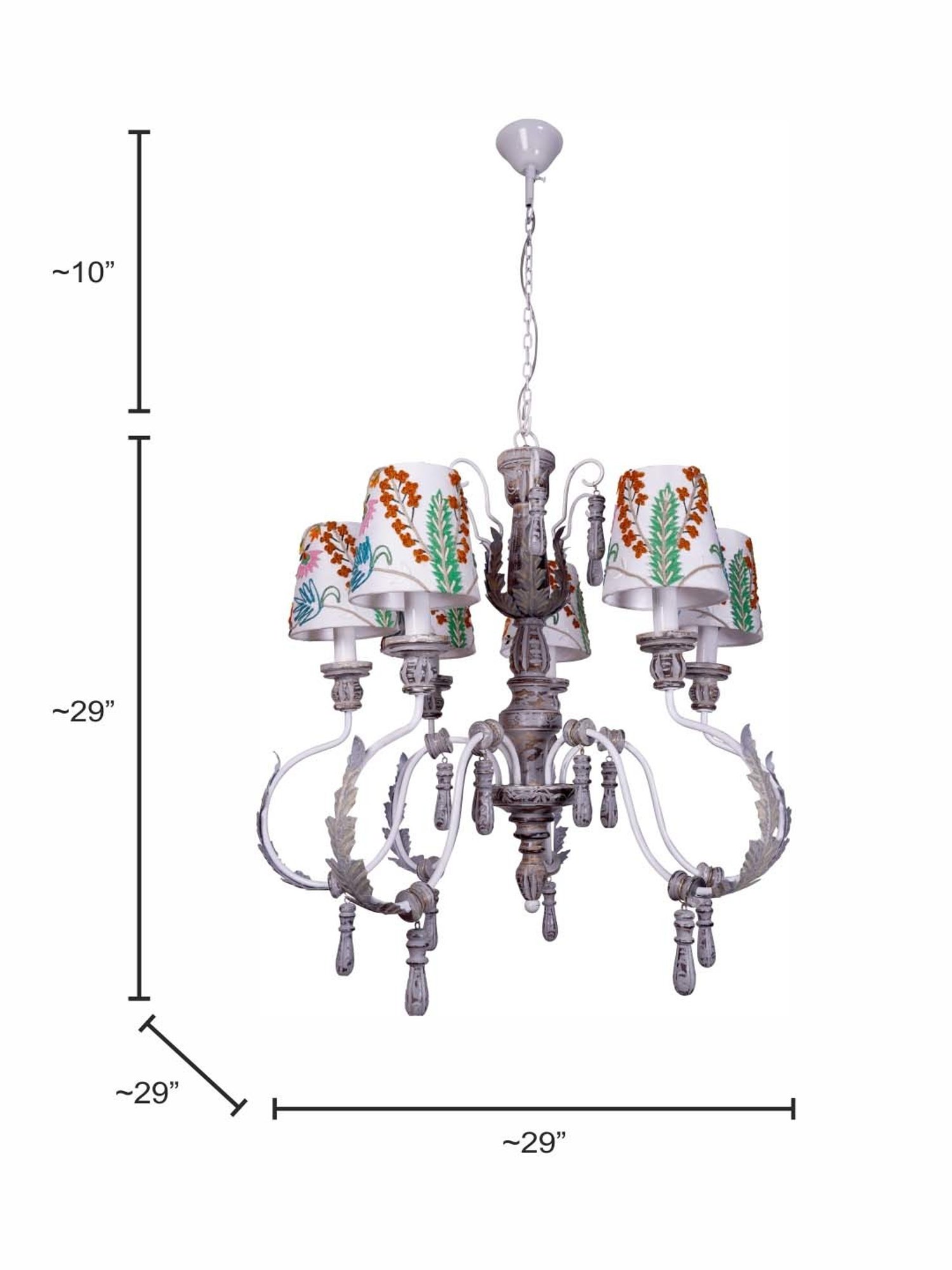 16" Glass/Metal Jasmine Tiffany Style Semi Flush Mount (Includes Energy Efficient Light Bulb) Cream - JONATHAN Y