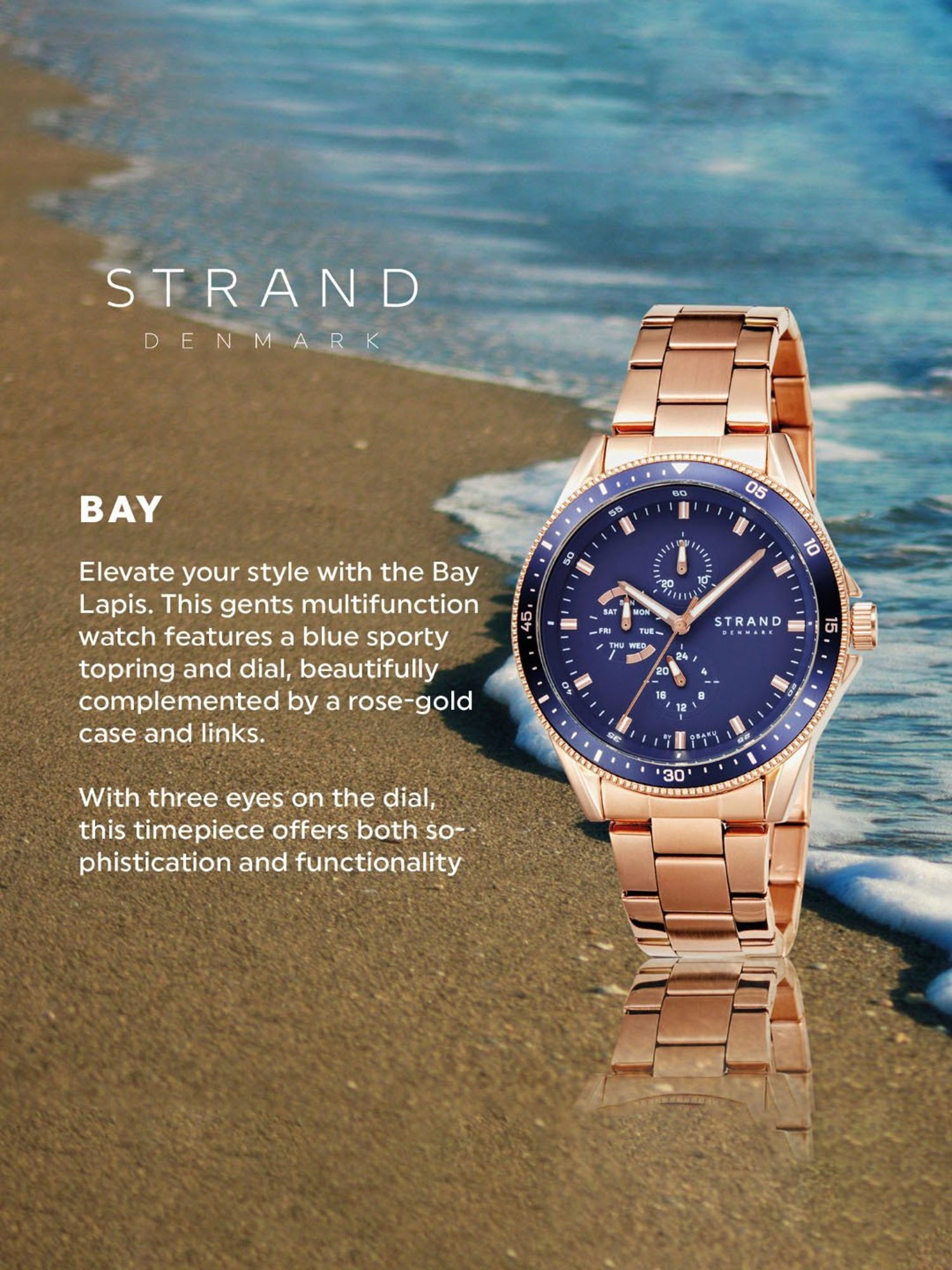 STRAND by Obaku S745GMVLSV Bay Lapis Multifunction Watch for Men