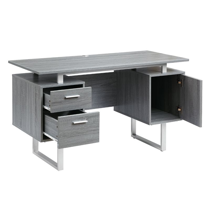 Modern Office Desk with Storage Gray - Techni Mobili