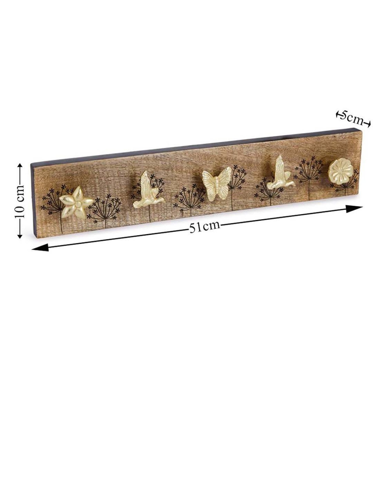Fabindia Home Shalimaar Brown Wood 5 Peg Wall Hook