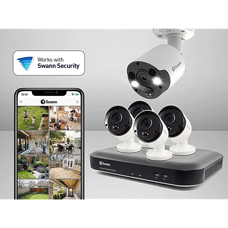 Home Security Camera System, 16 Channel 12 Bullet Cameras, 1080p HD DVR, Indoor/Outdoor Wired Surveillance CCTV, Night Vision, Motion Sensor Lights, Alexa + Google, 1TB HDD, SWDVK-1645812WL