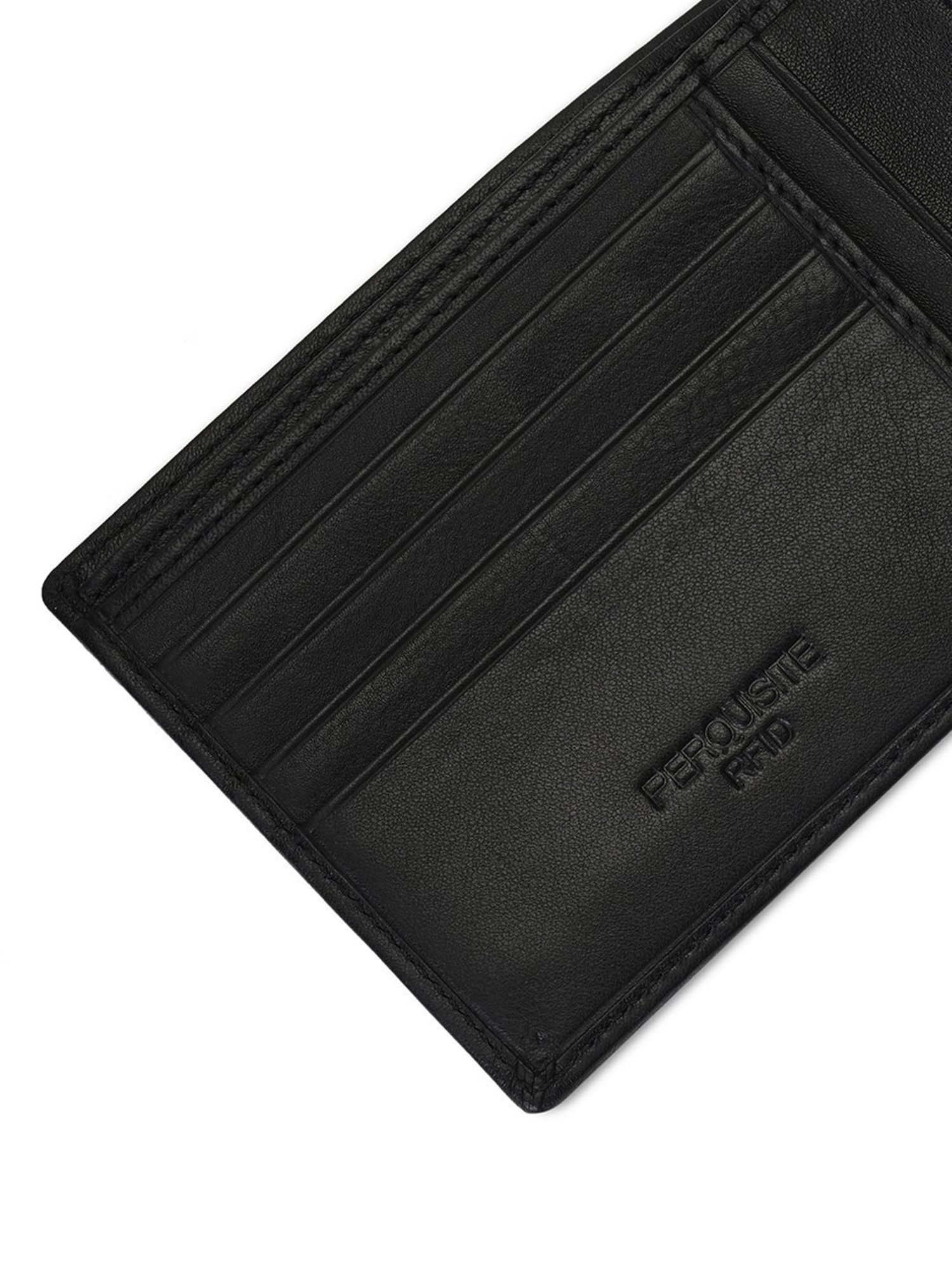 PERQUISITE Black Casual Leather Bi-Fold Wallet for men