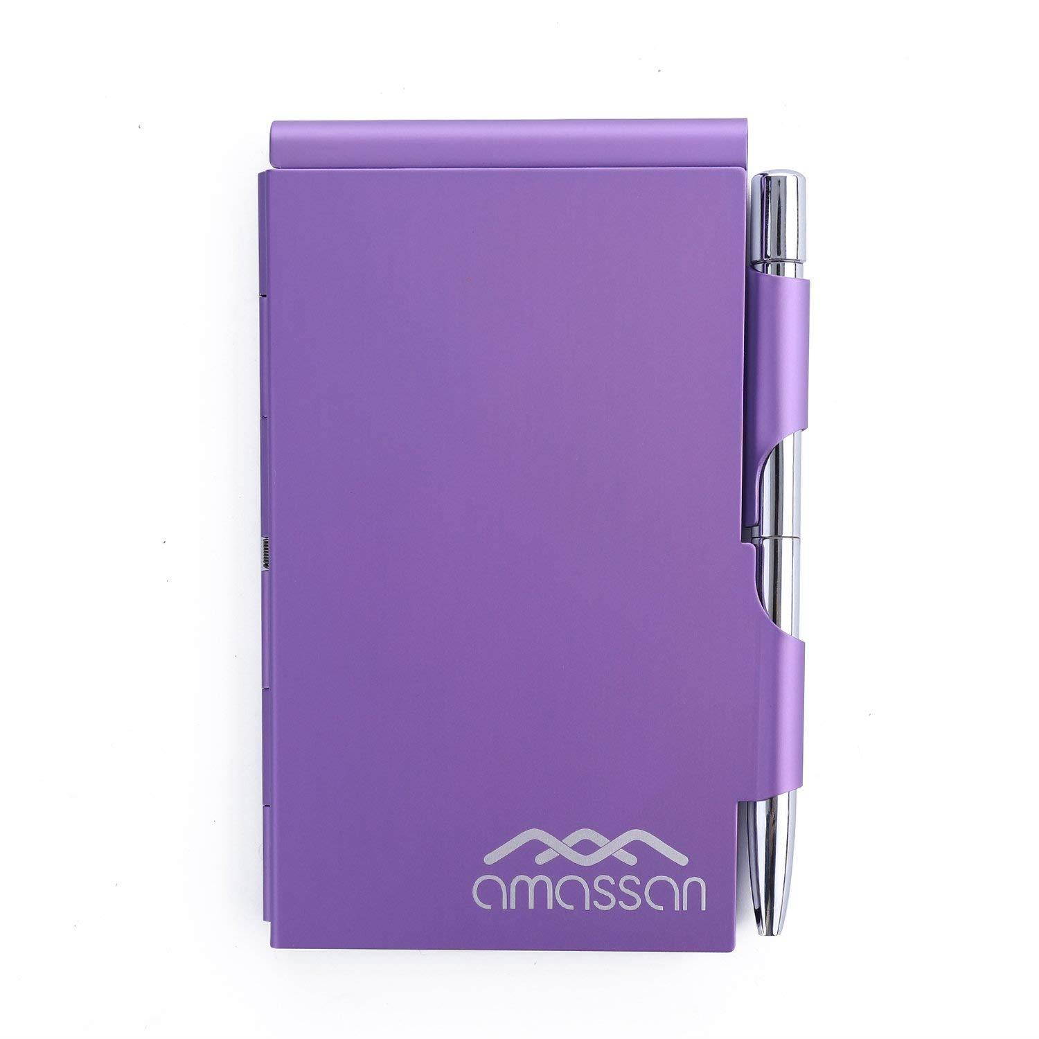 Metal Pocket Notebook-Convenient Aluminum Note Case with Mini Pen and Notepad-AMASSAN