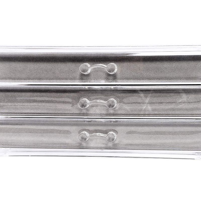 Juvale Acrylic Jewelry Box 3 Drawers, Velvet Jewelry Organizer with Small Clear Jewelry Case for Earrings, Rings, Bracelets and Necklaces Storage