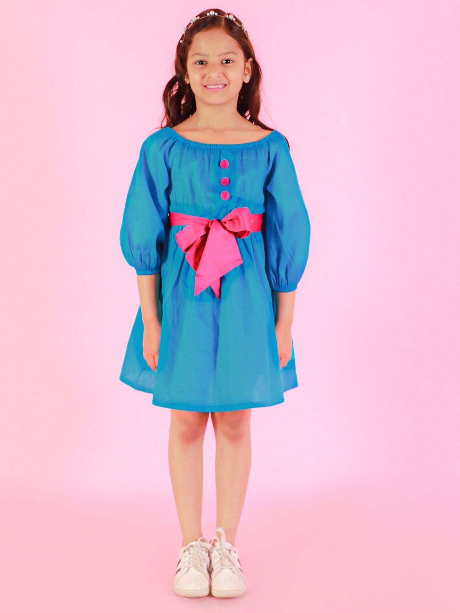 Lil Drama Kids Blue Solid Dress