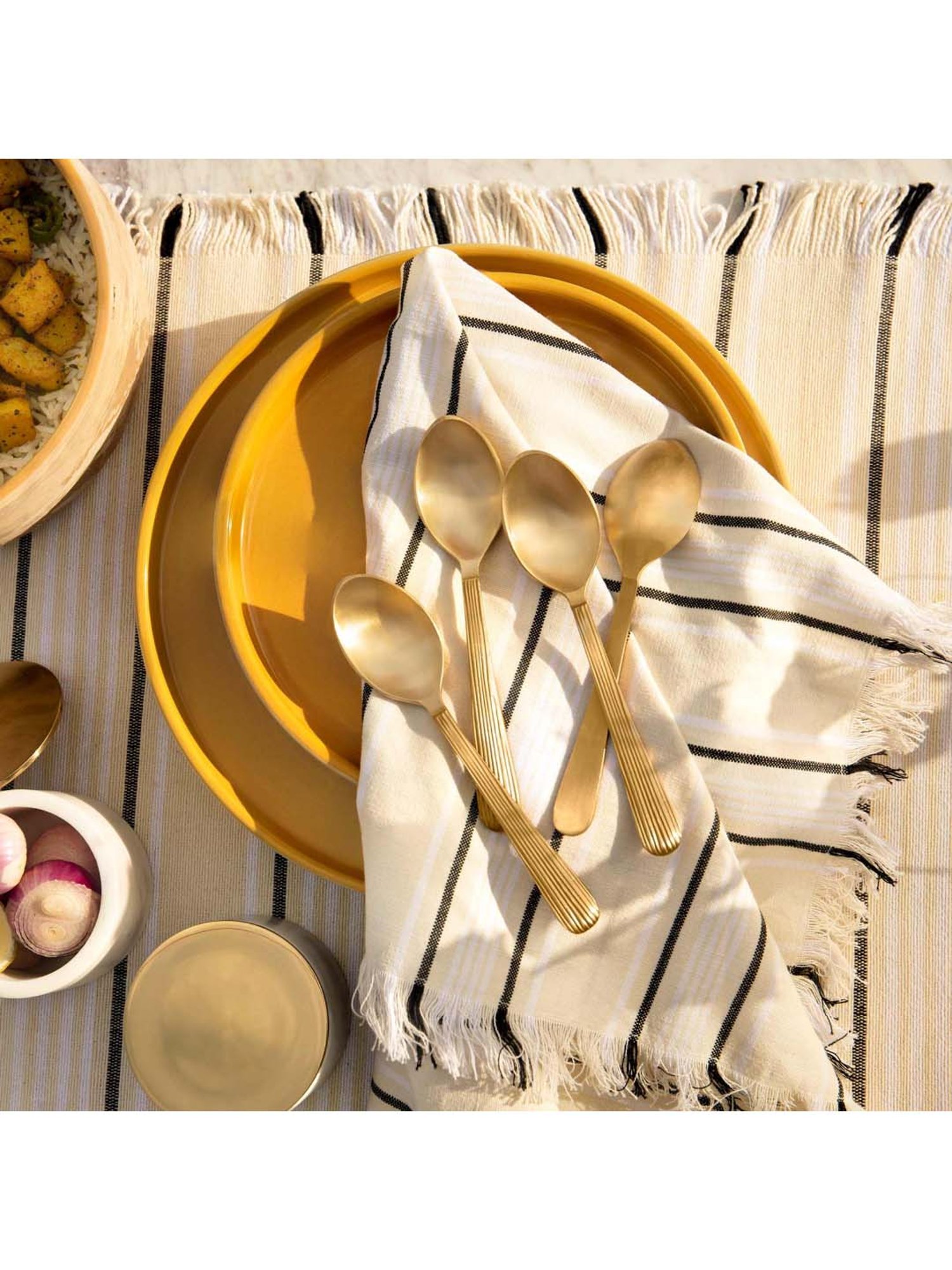 ellementry Celestial Golden Brass Tea Spoons - Set of 4