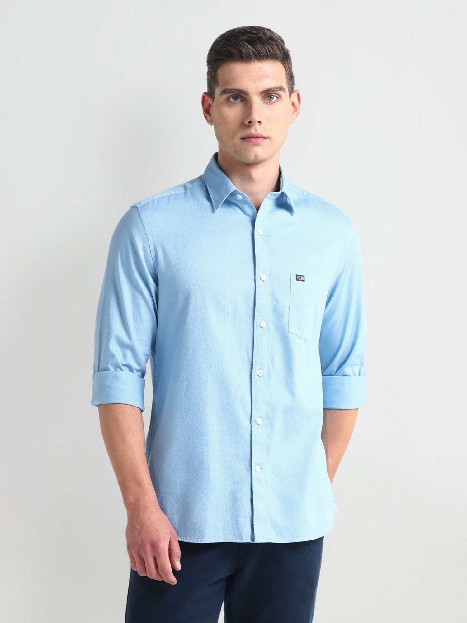 Arrow Sports Blue Cotton Slim Fit Shirt