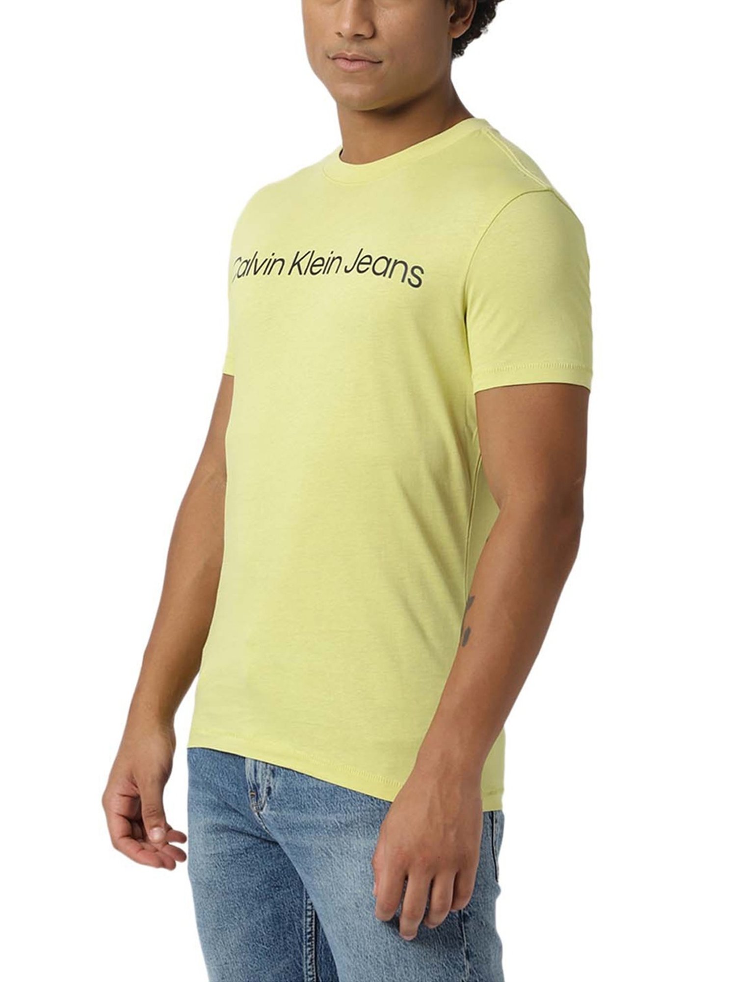 Calvin Klein Jeans Yellow Sand Logo Slim Fit T-Shirt