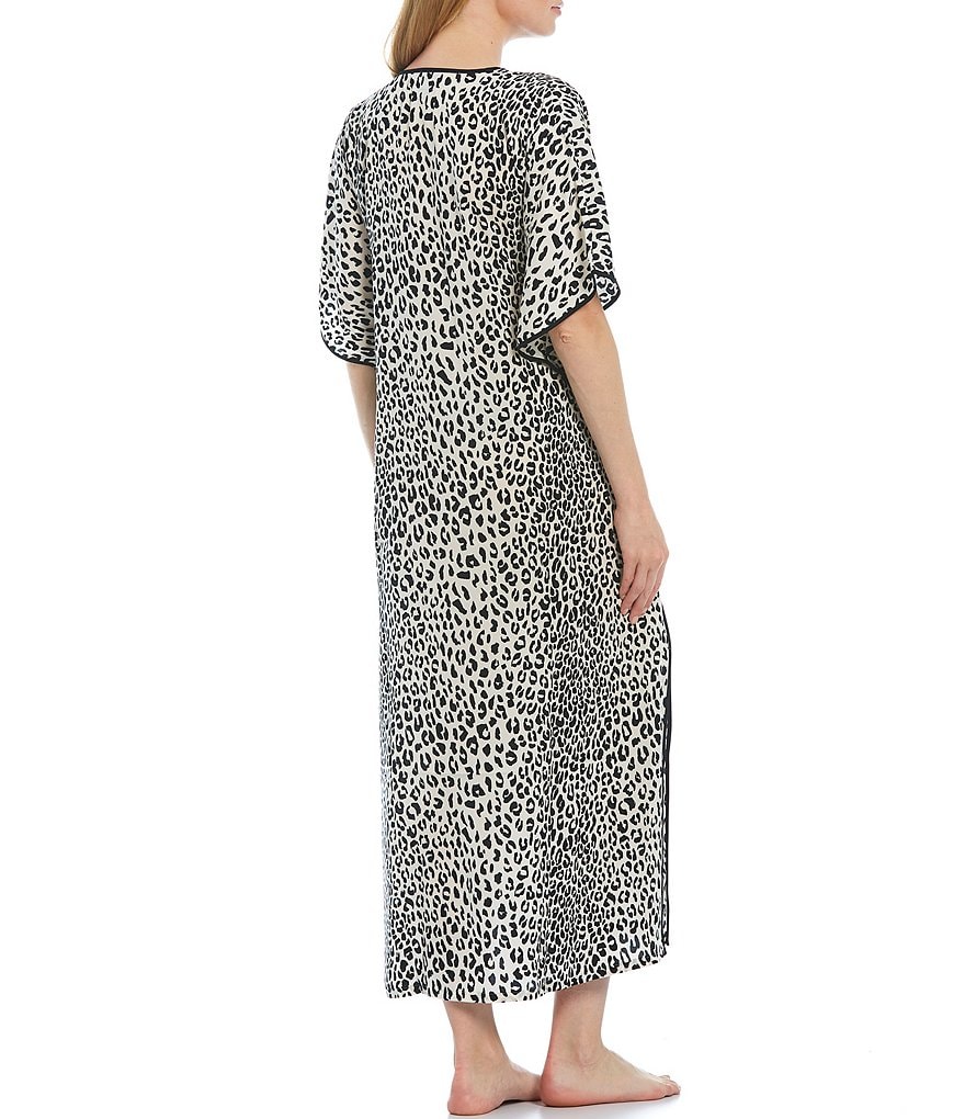 iRelax Printed Recycled-Knit Short Sleeve V-Neck Caftan