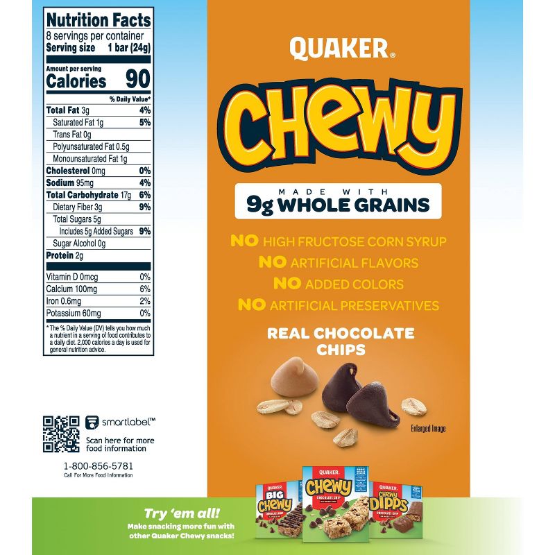 Quaker Chewy Low Sugar Peanut Butter Chocolate Chip Granola Bars - 8ct