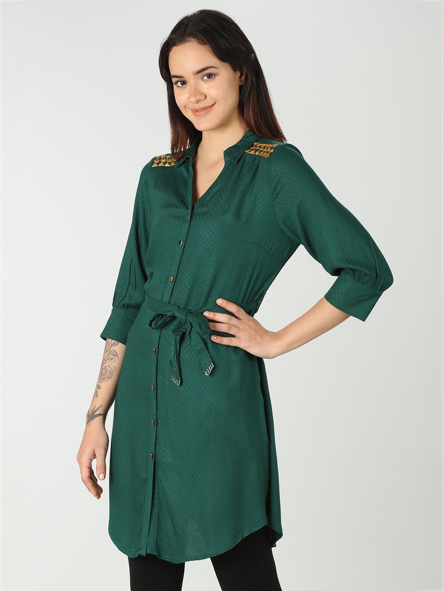 Mustard Green Rayon Shirt