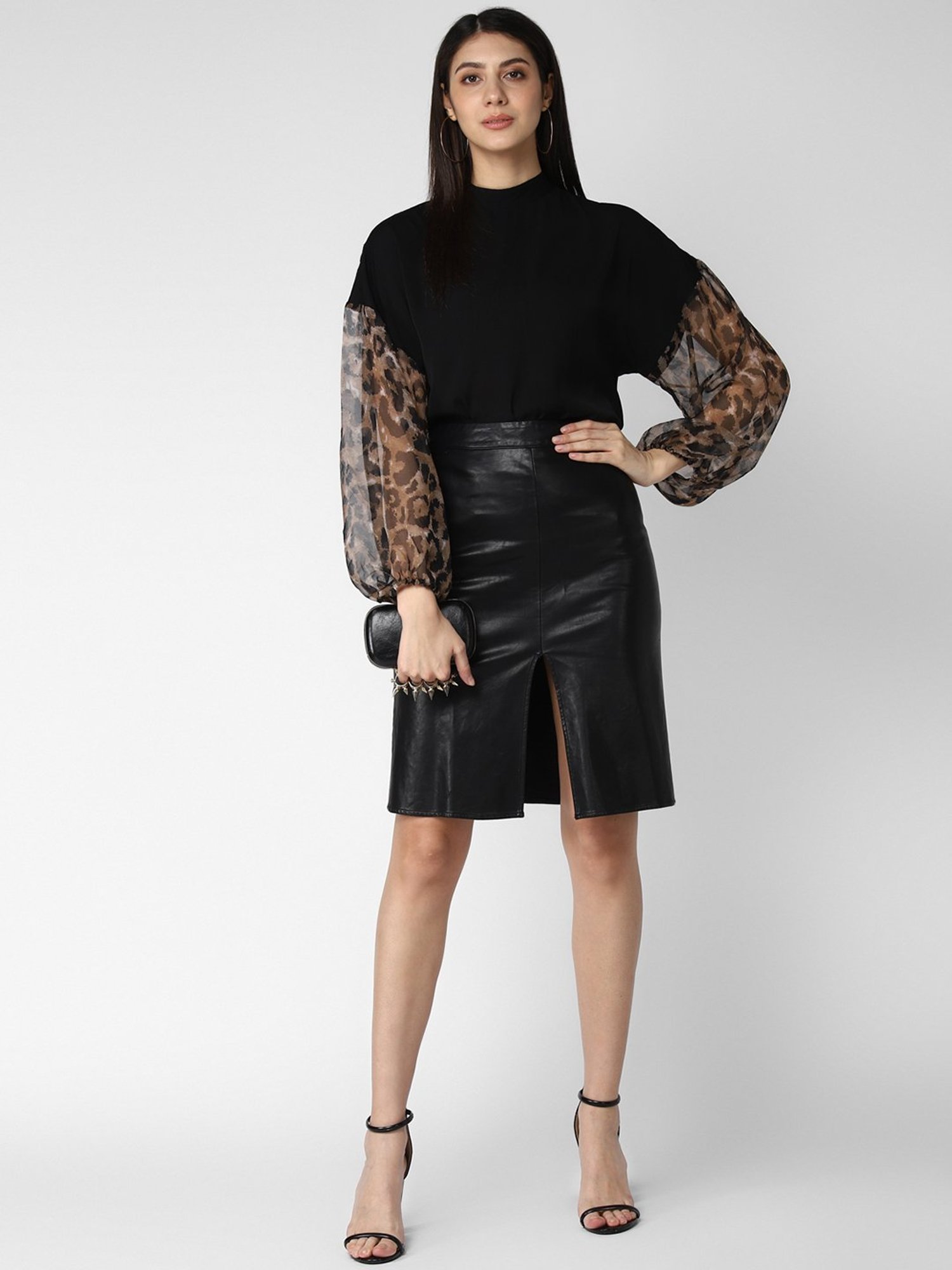 StyleStone Black Animal Print A-Line Top