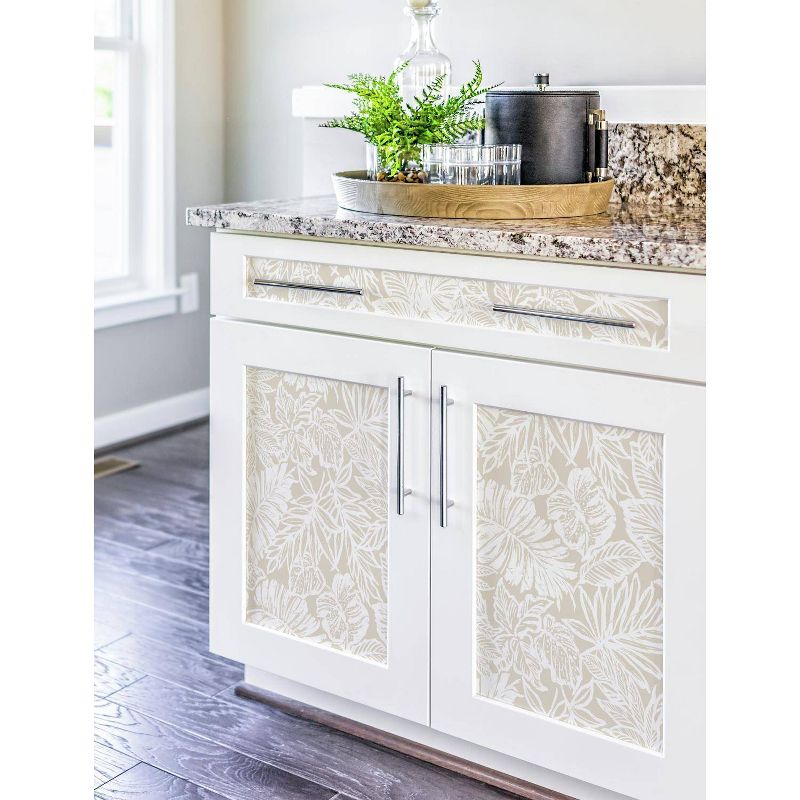 RoomMates Batik Tropical Leaf Peel & Stick Wallpaper Beige