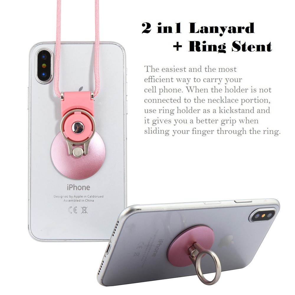 2-IN-1 Smart Loop Universal Smartphone Holder & Stand with Lanyard - Rose Gold