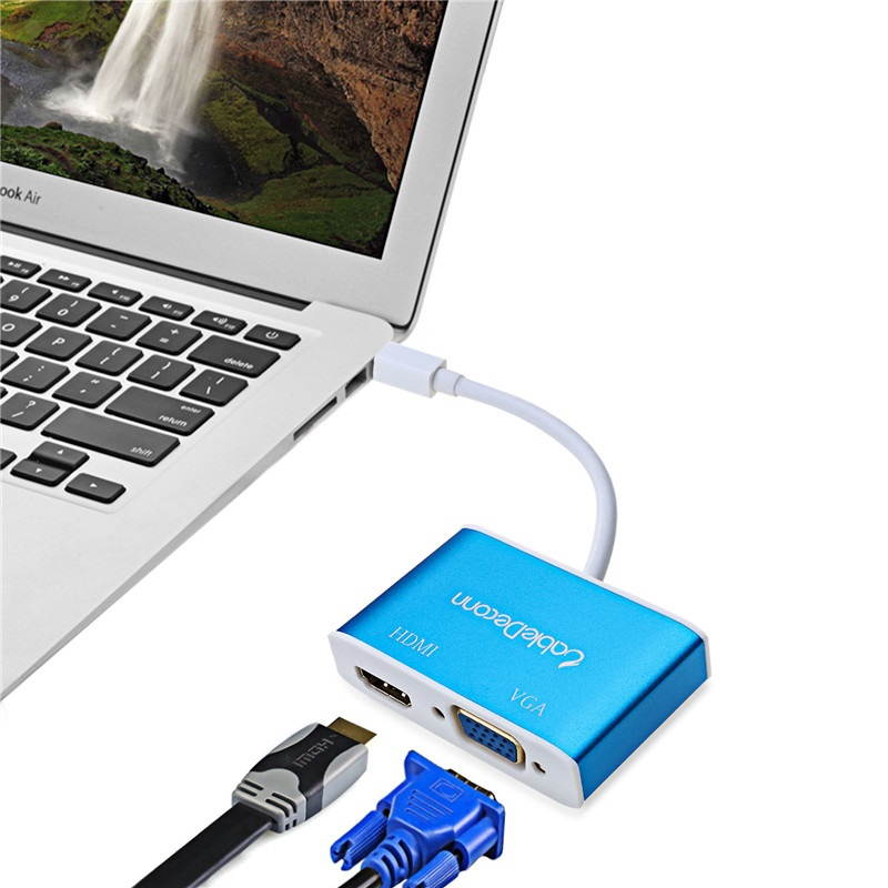 CableDeconn Mini Displayport to HDMI VGA Cable Adapter Thunderbolt 2 hub 4K Multi-port 2in1 Converter for Apple Macbook Pro air