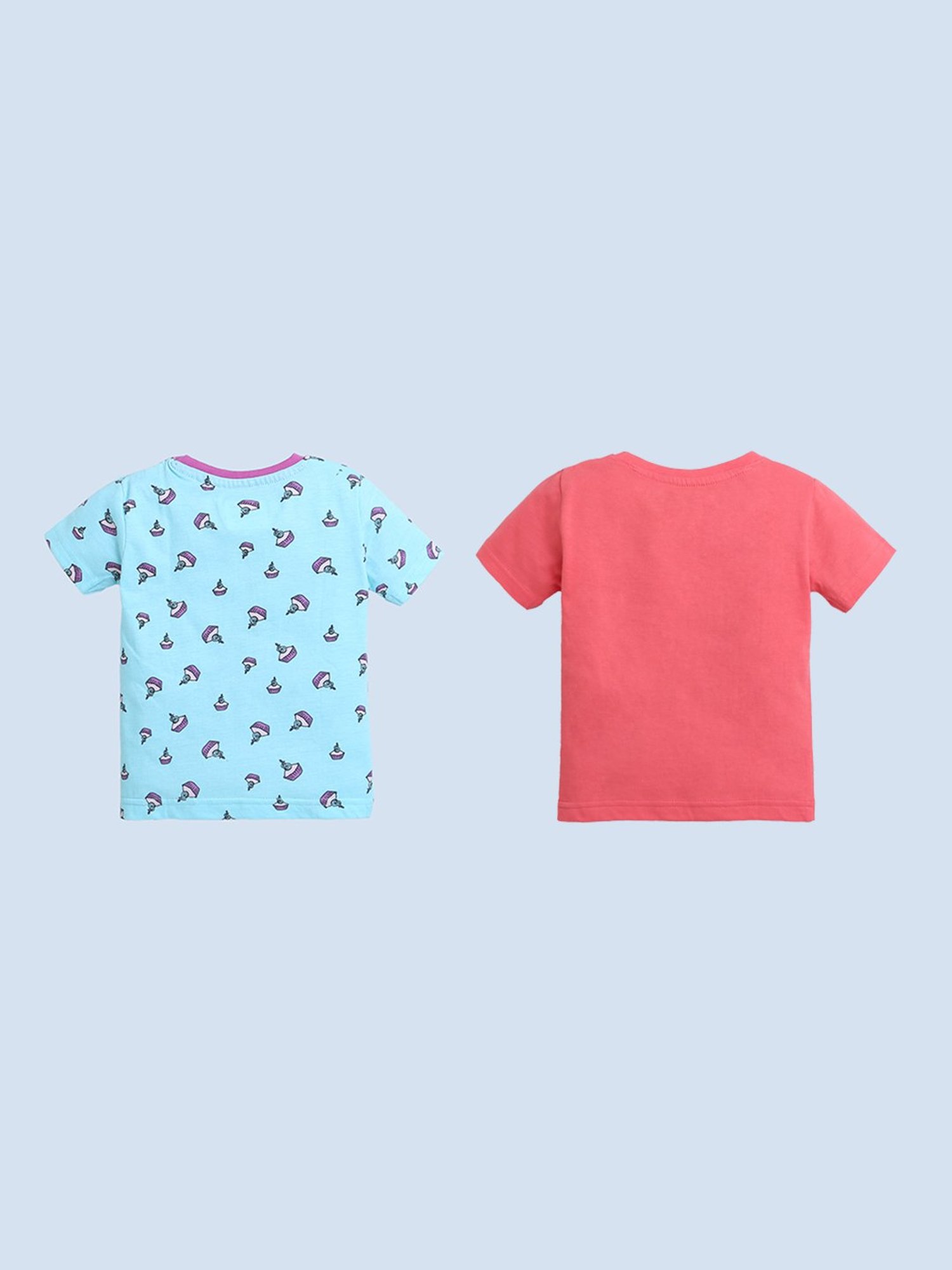 Bumzee Kids Coral & Green Printed T-Shirt (Pack Of 2)