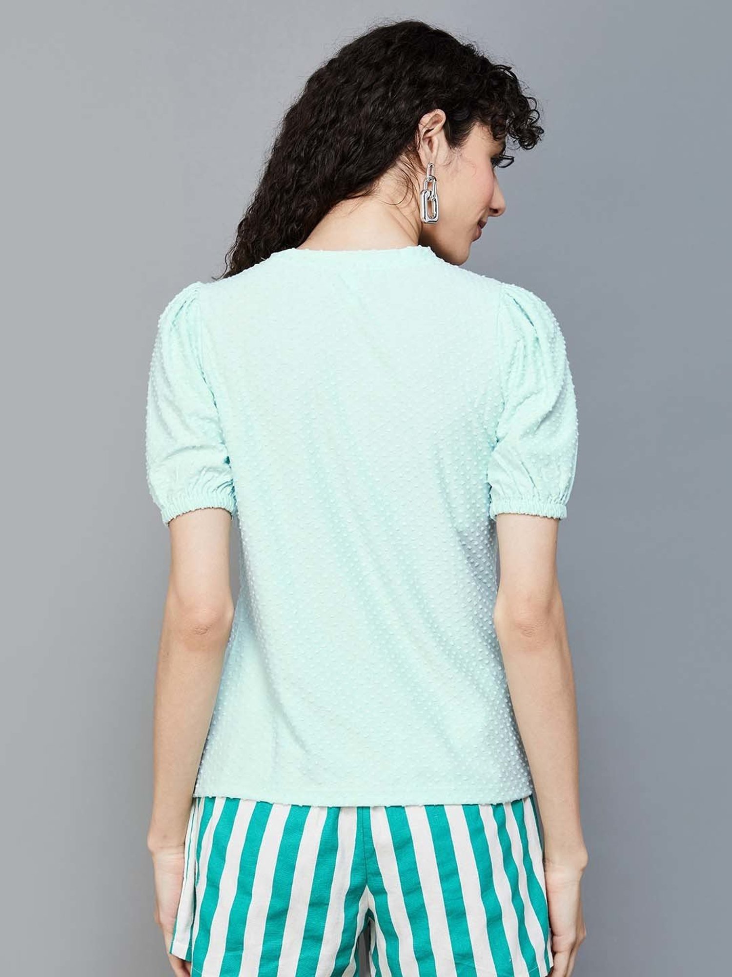 Fame Forever by Lifestyle Green Self Pattern Top