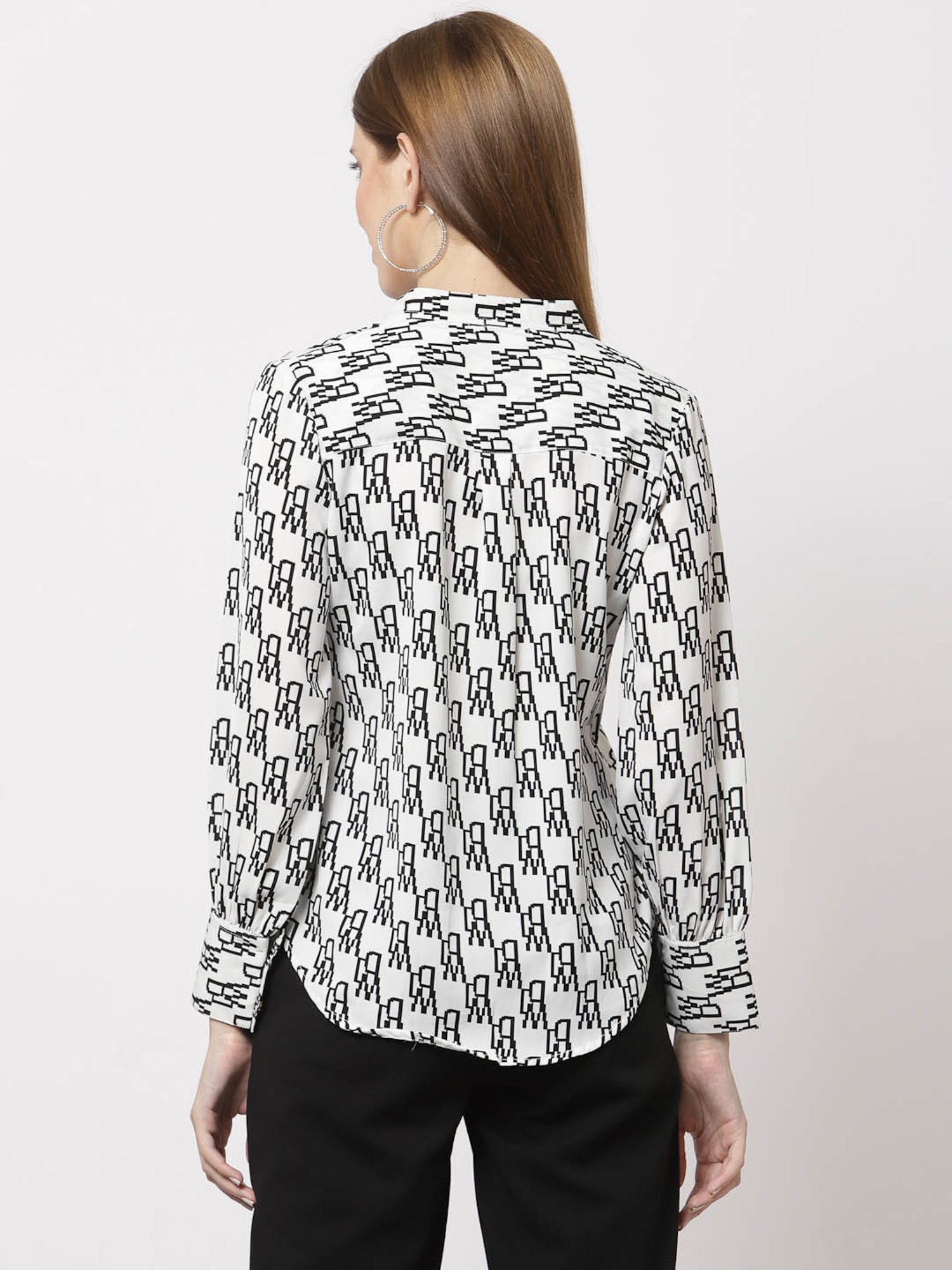 Juelle White Printed Slim Fit Shirt