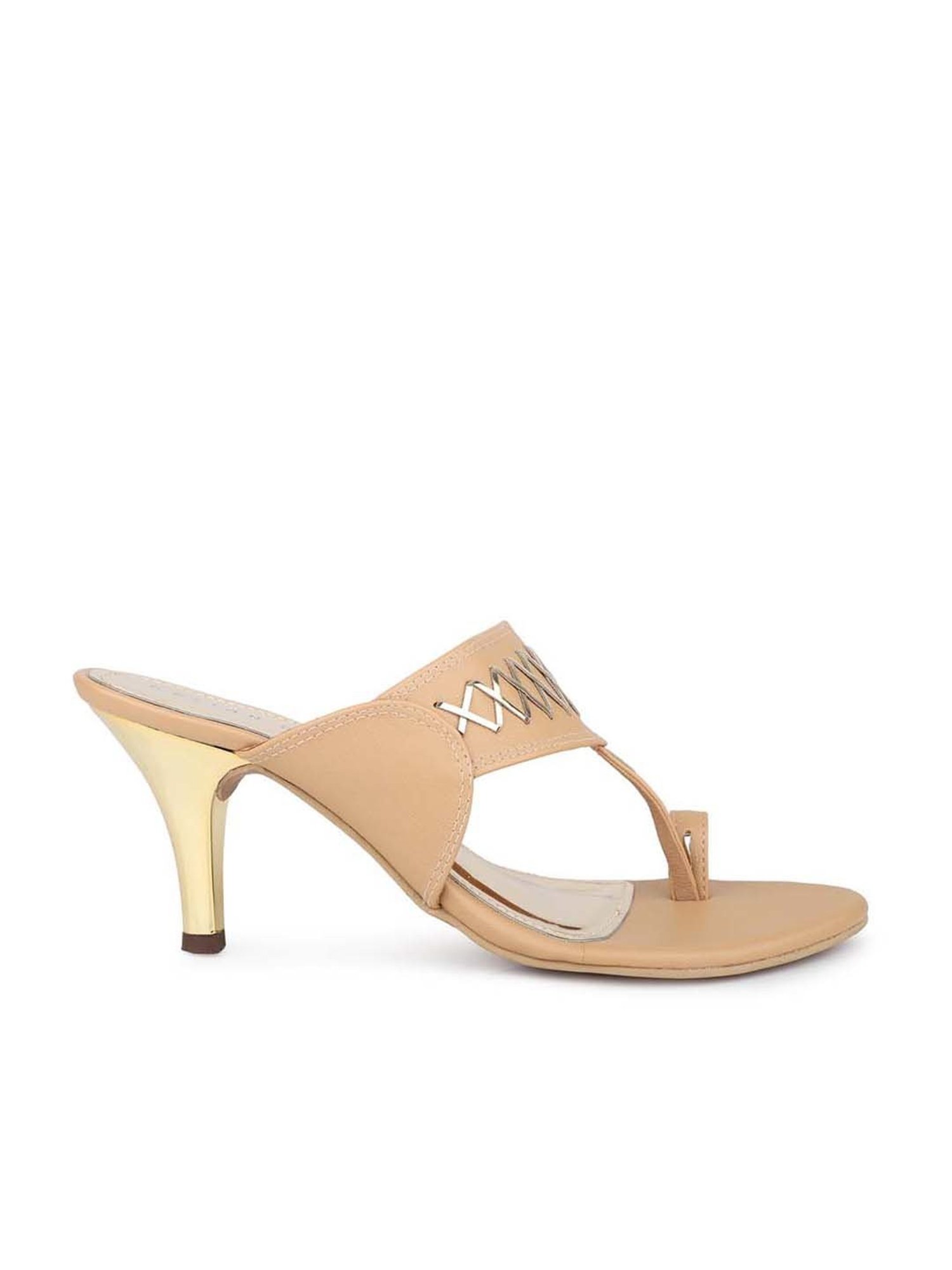 Design Crew Women's Beige Toe Ring Stilettos