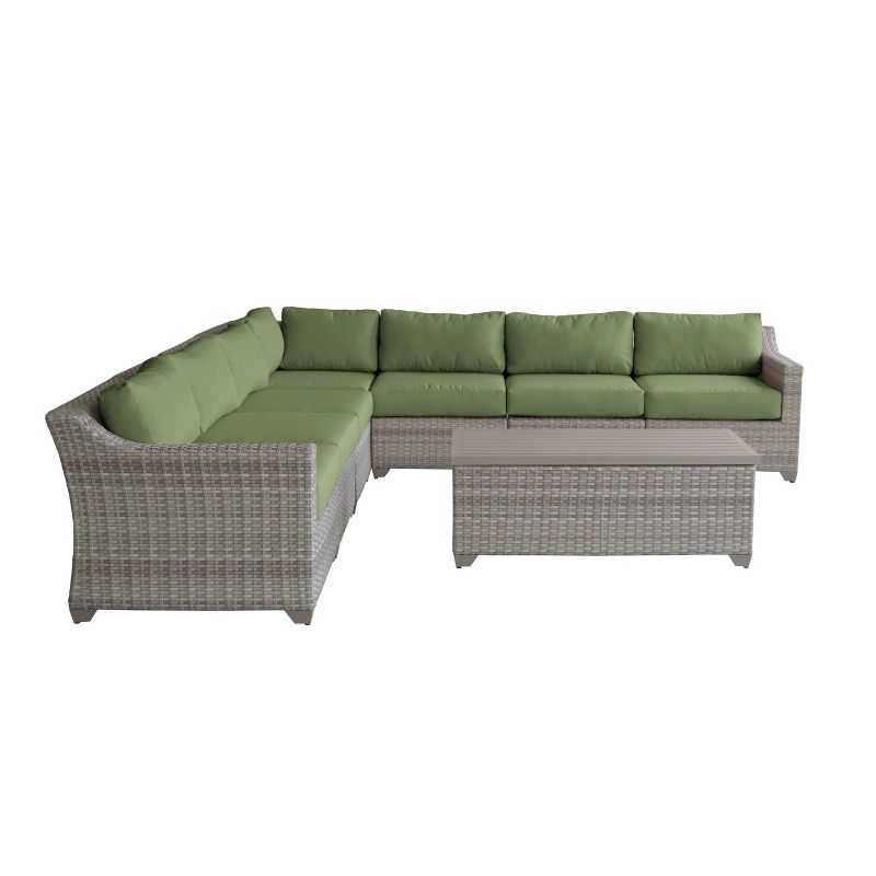 Fairmont 8pc Patio Sectional Seating Set with Cushions - Cilantro - TK Classics