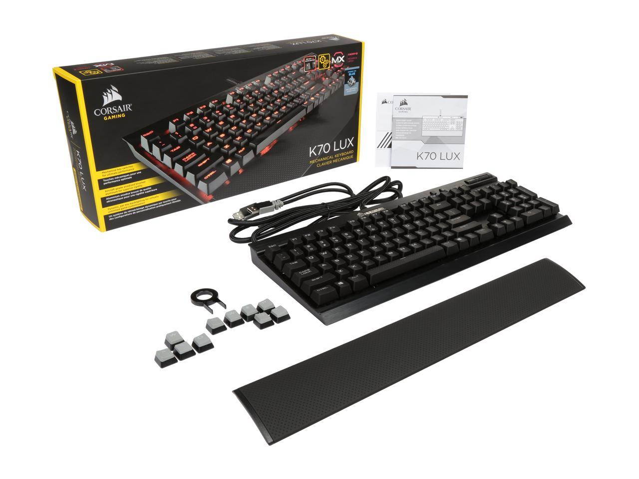 Corsair Gaming K70 LUX Mechanical Keyboard Backlit Red LED Cherry MX Blue (CH-9101021-NA)